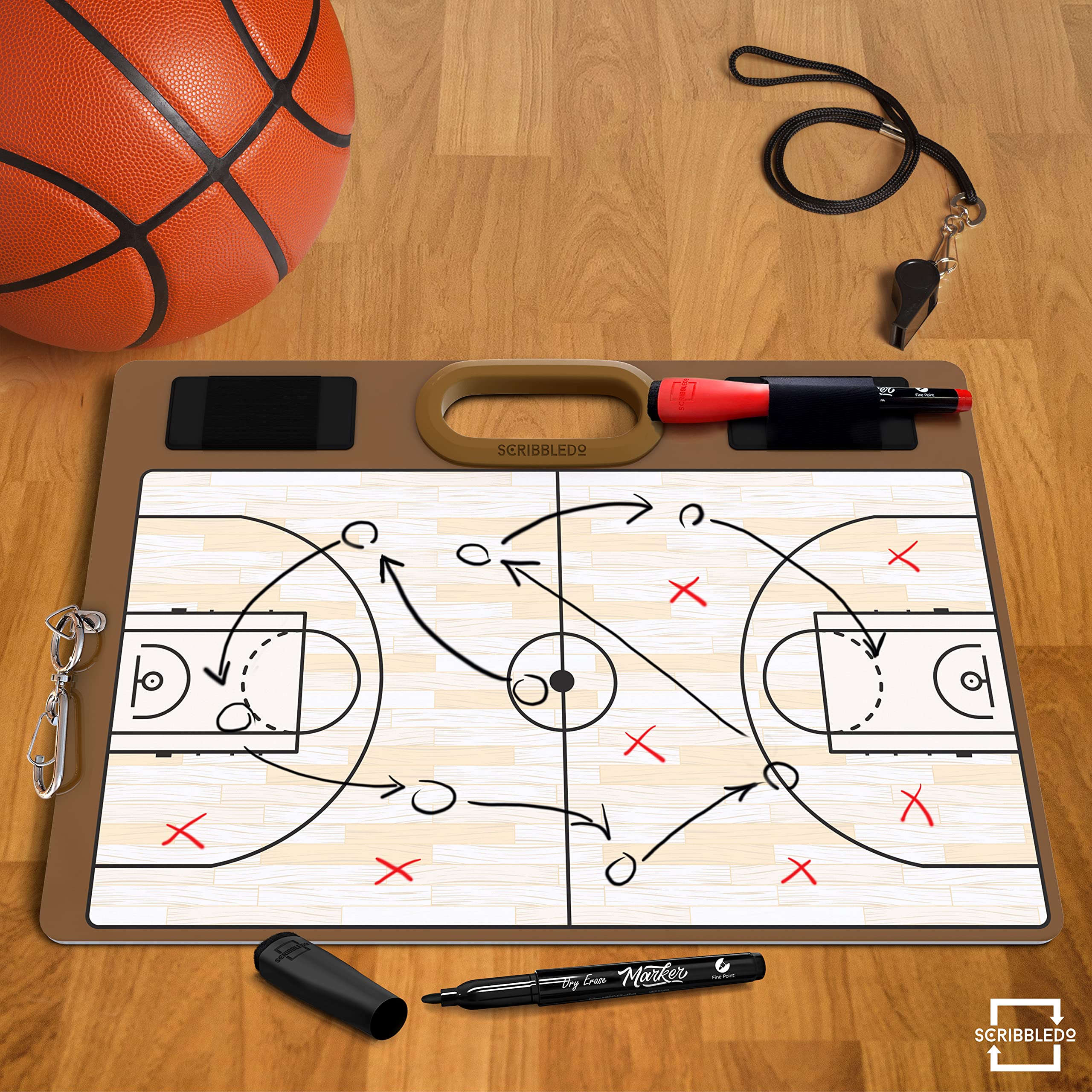 Basketball Dry Erase Board For Coaches 15X10.5 Double Sided Basketball Whiteboard Coaching Board Equipment Includes 2 White Boar