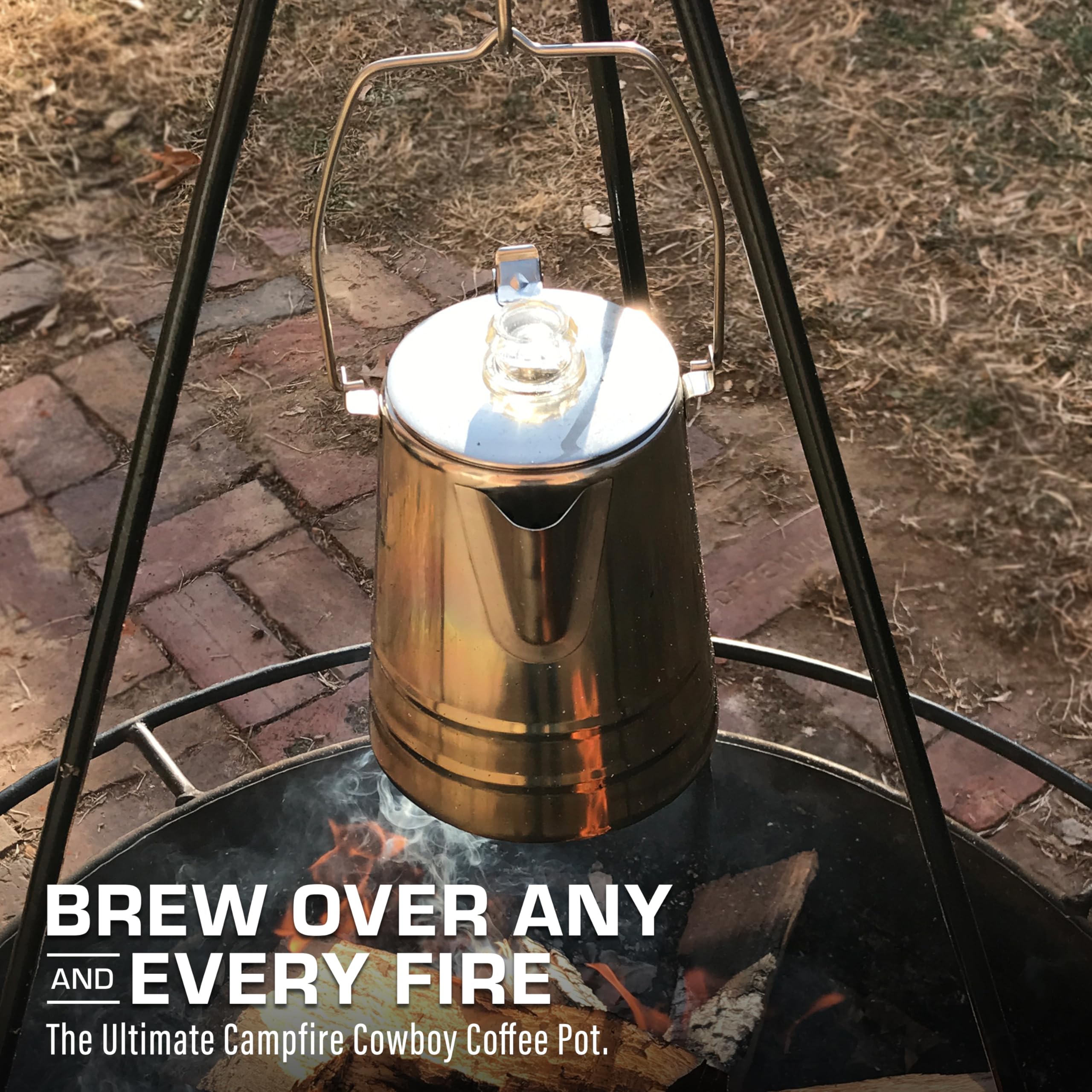 Coletti Butte Camping Coffee Pot - Campfire Coffee Pot - Stainless Steel Coffee Maker For Outdoors Or Stovetop (14 Cup)