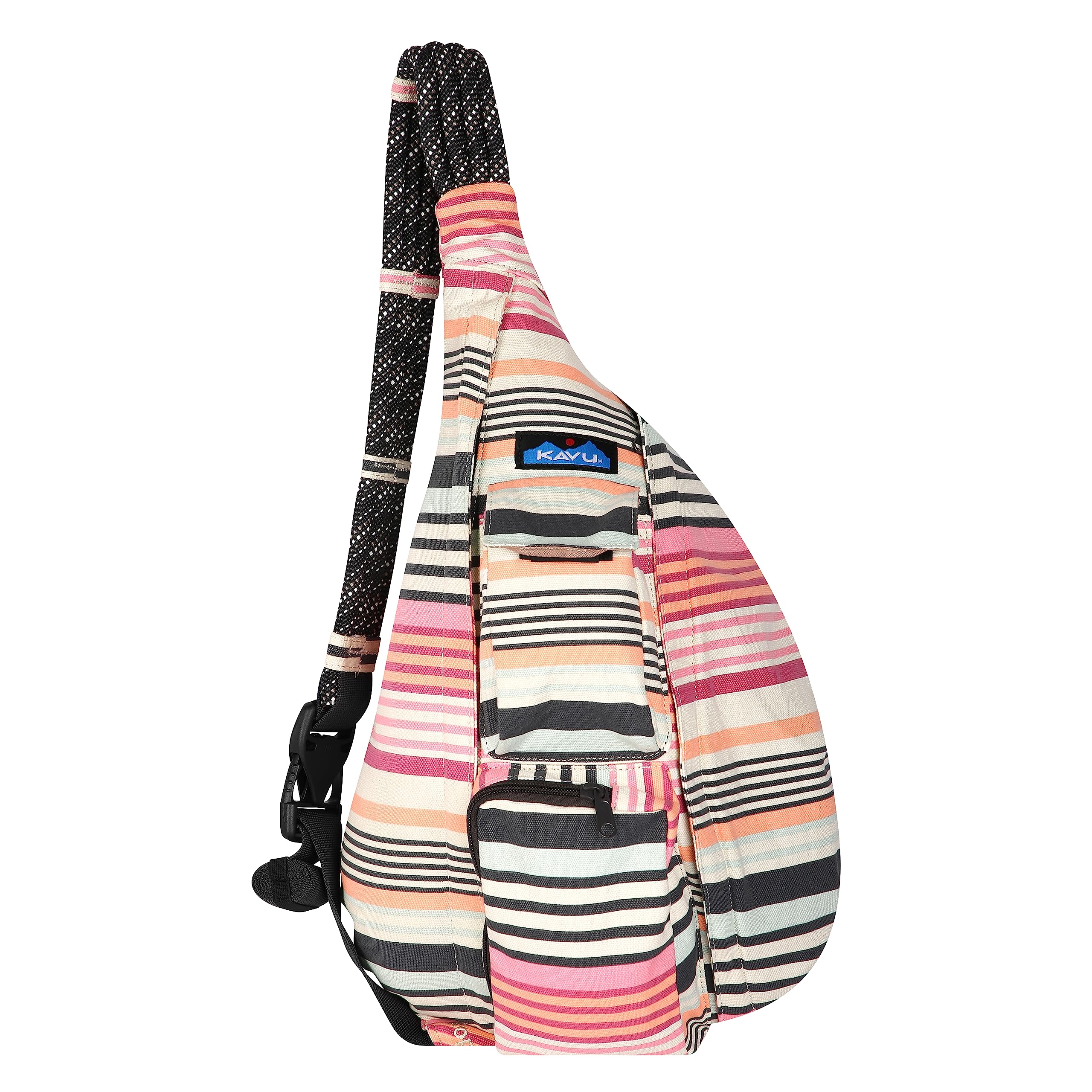 KAVU Original Rope Bag Sling Pack with Adjustable Rope Shoulder Strap - Midsummer Stripe