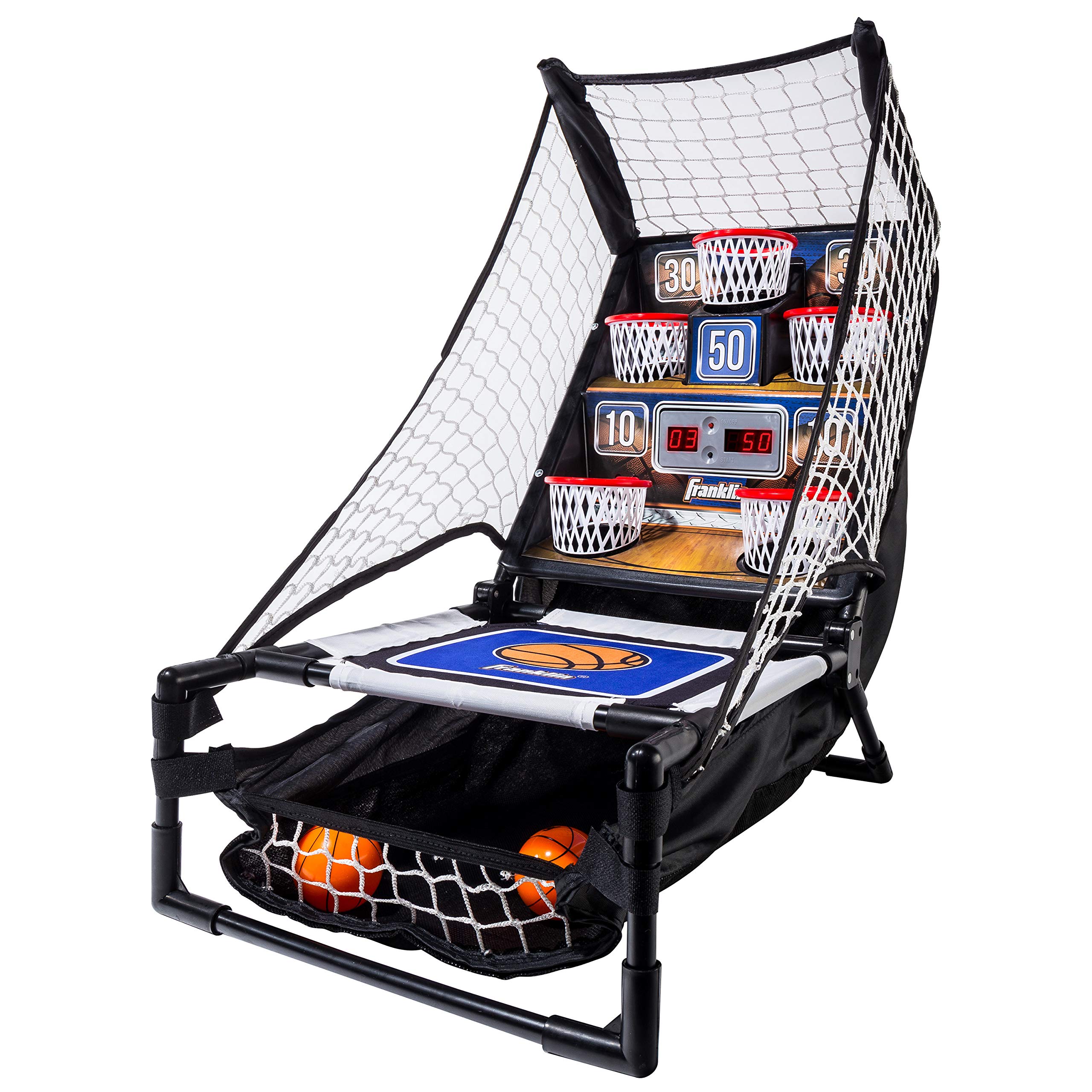 Franklin Sports Basketball Arcade Game - Table Top Bounce A Bucket Shootout - Indoor Electronic Basketball Gameroom Game for Kid