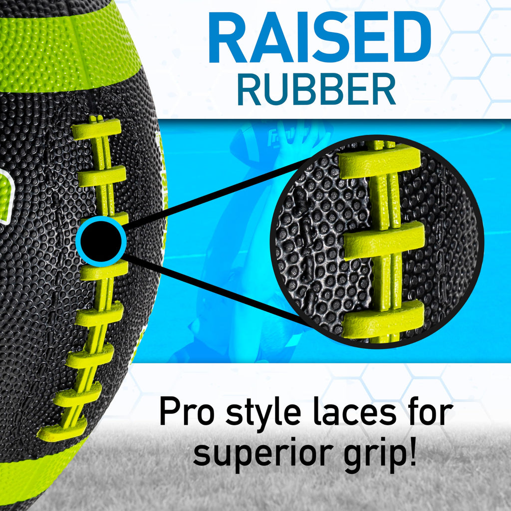 Franklin Sports Grip-Rite 100 Rubber Junior Football, Black/Lime