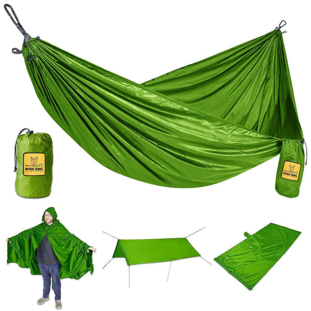 Wise Owl Outfitters 4In1 Hammock - Camping Hammock, Shelter Tarp, Poncho, And Footprint - Camping Essentials And Accessories For