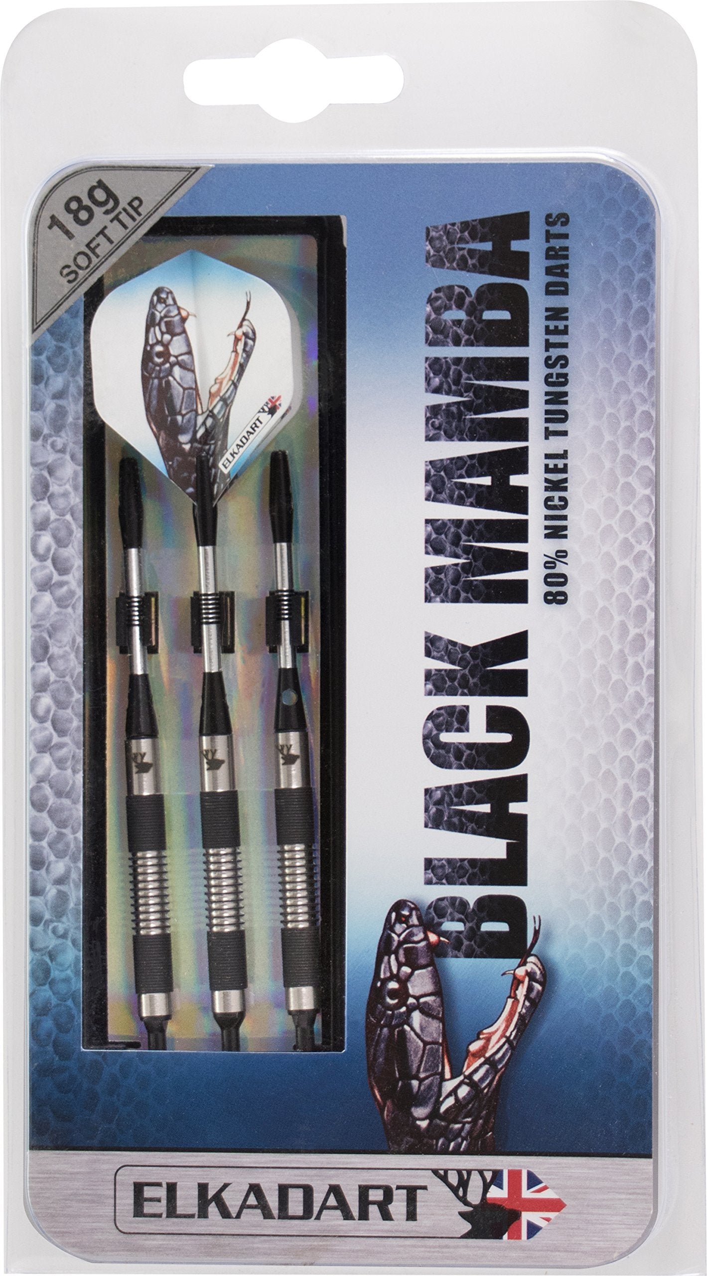 Elkadart Black Mamba 80% Tungsten Soft Tip Darts With Storage/Travel Case, 18 Grams