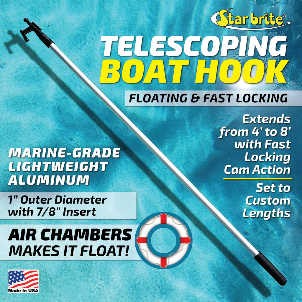 Star Brite Extending Boat Hook - Telescoping, Floating, Multi-Purpose - Extends From 4.5 Ft. (137 Cm) To 8 Ft. (243 Cm) (040609)