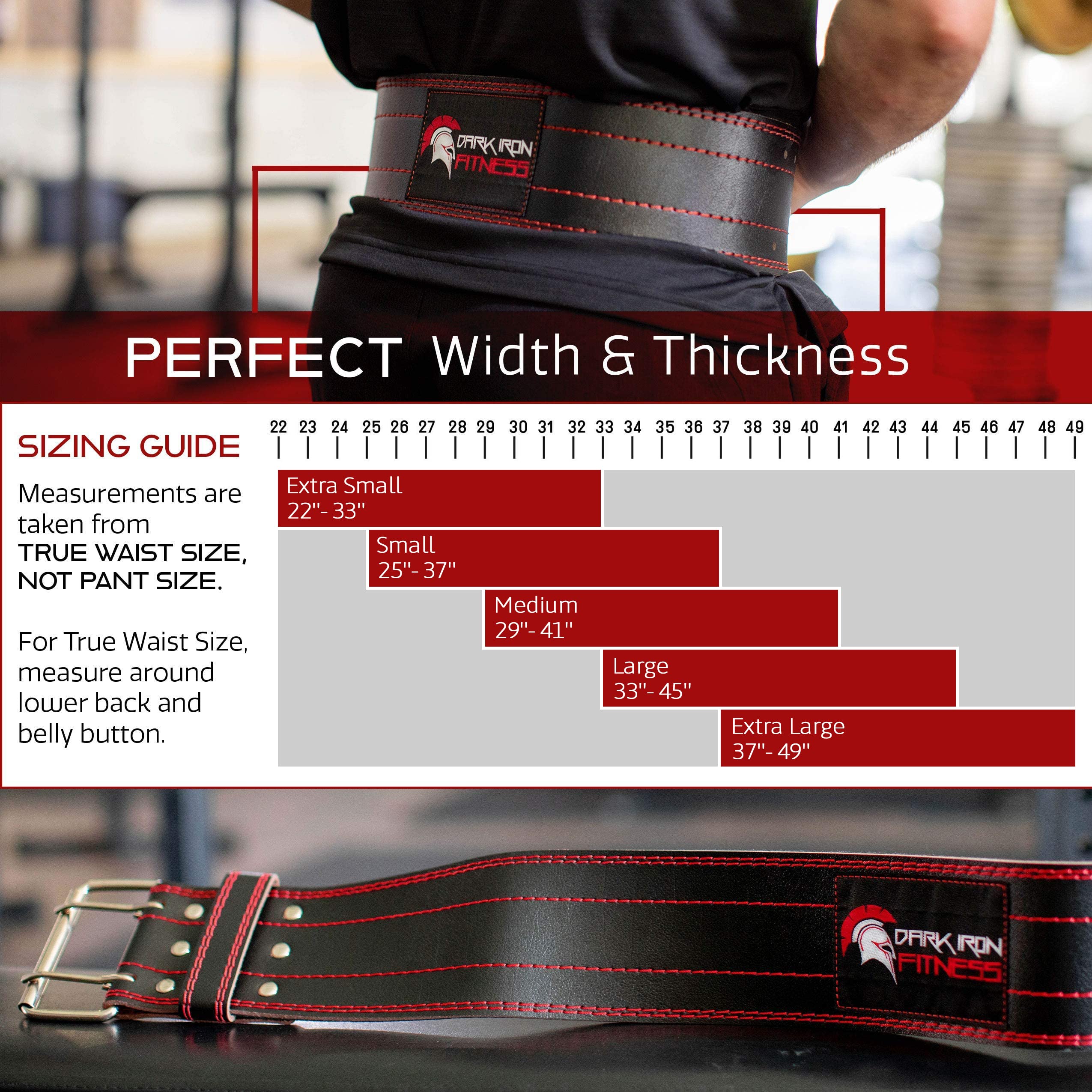 Dark Iron Fitness Weight Lifting Belt For Men & Women - 100% Leather Gym Belts For Weightlifting, Powerlifting, Strength Trainin
