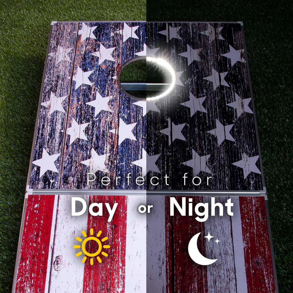 Gosports Led American Flag Cornhole Set, Regulation Size
