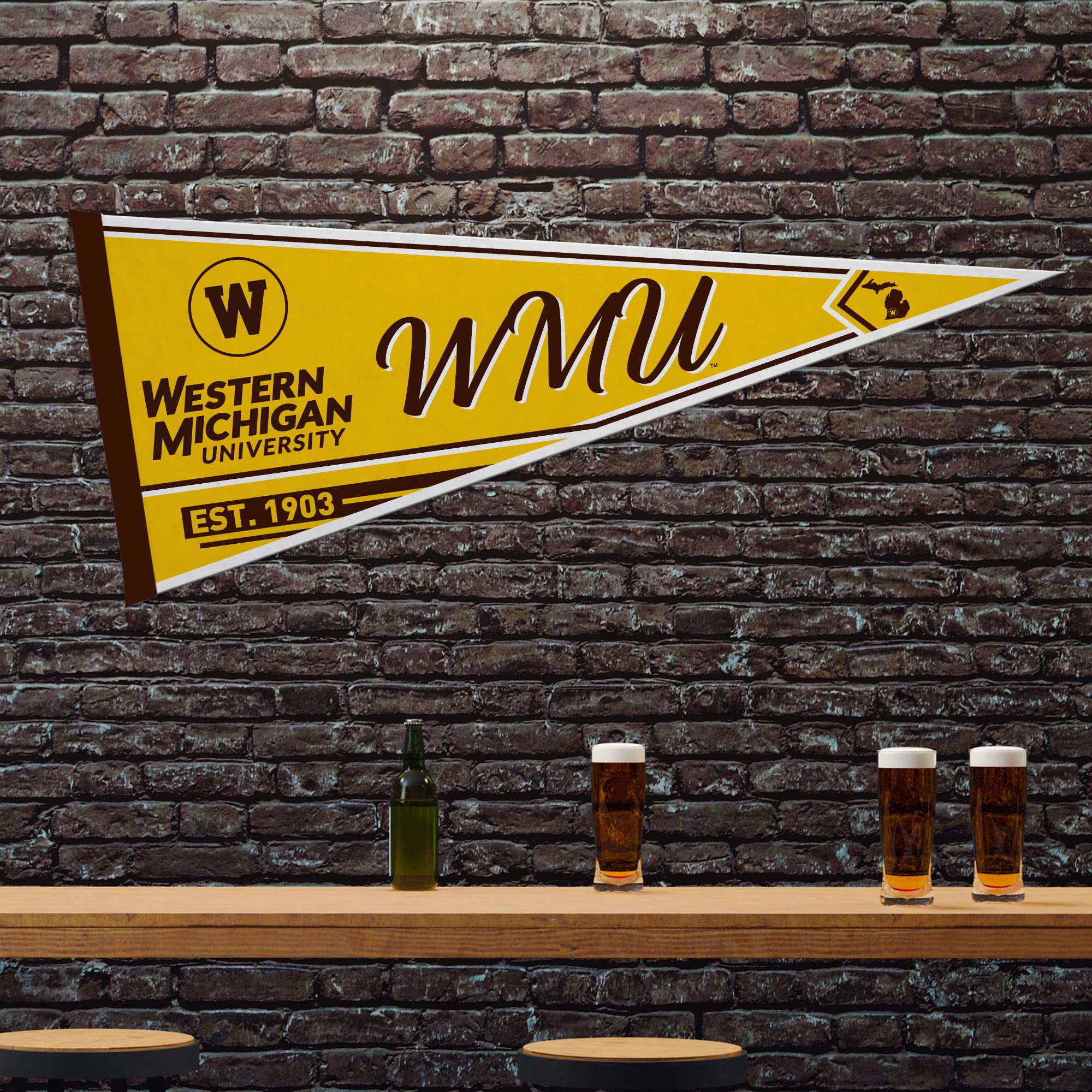 Rico Industries Ncaa Western Michigan Broncos Classic 12'' X 30'' Felt Wall D  Cor Pennant - Great For Home/Bed Room/Man Cave D