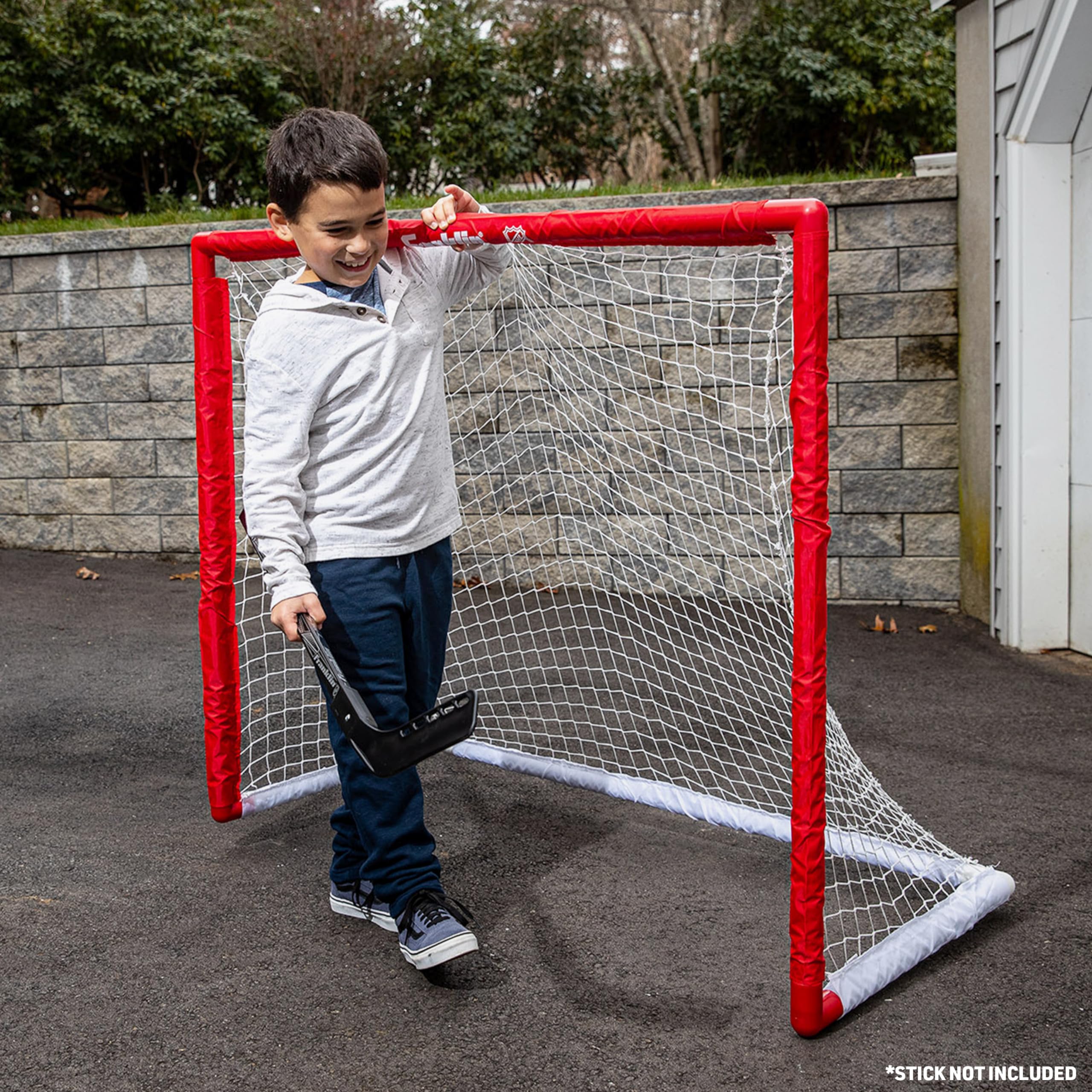 Franklin Sports Nhl Street Hockey Goal With Net - Portable Lightweight Pvc Youth Street + Roller For Kids - 46''