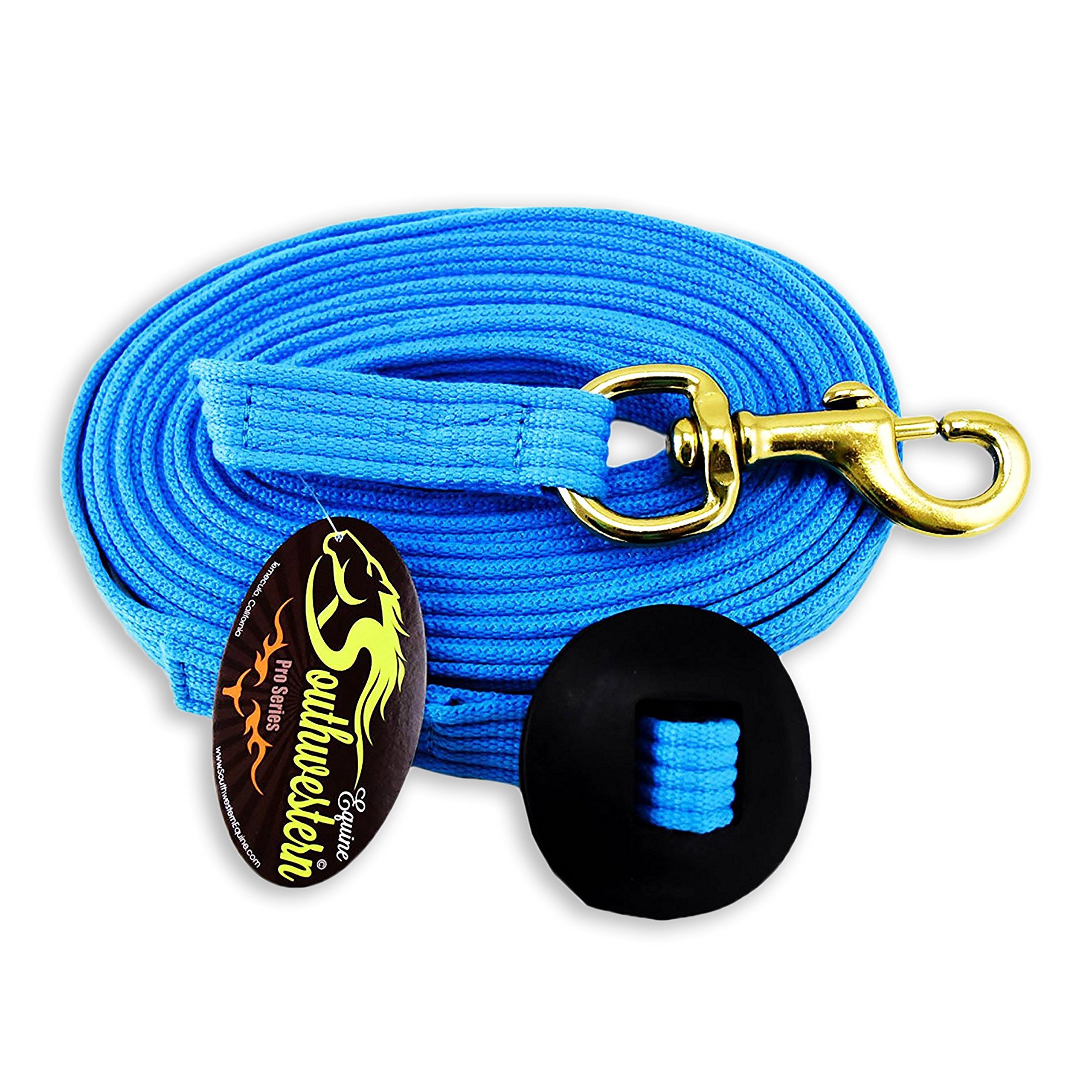 Southwestern Equine Lunge Line for Horses Cotton Horse Lunge Line with Bolt Snap & Rubber Stop (Turquoise, 24')