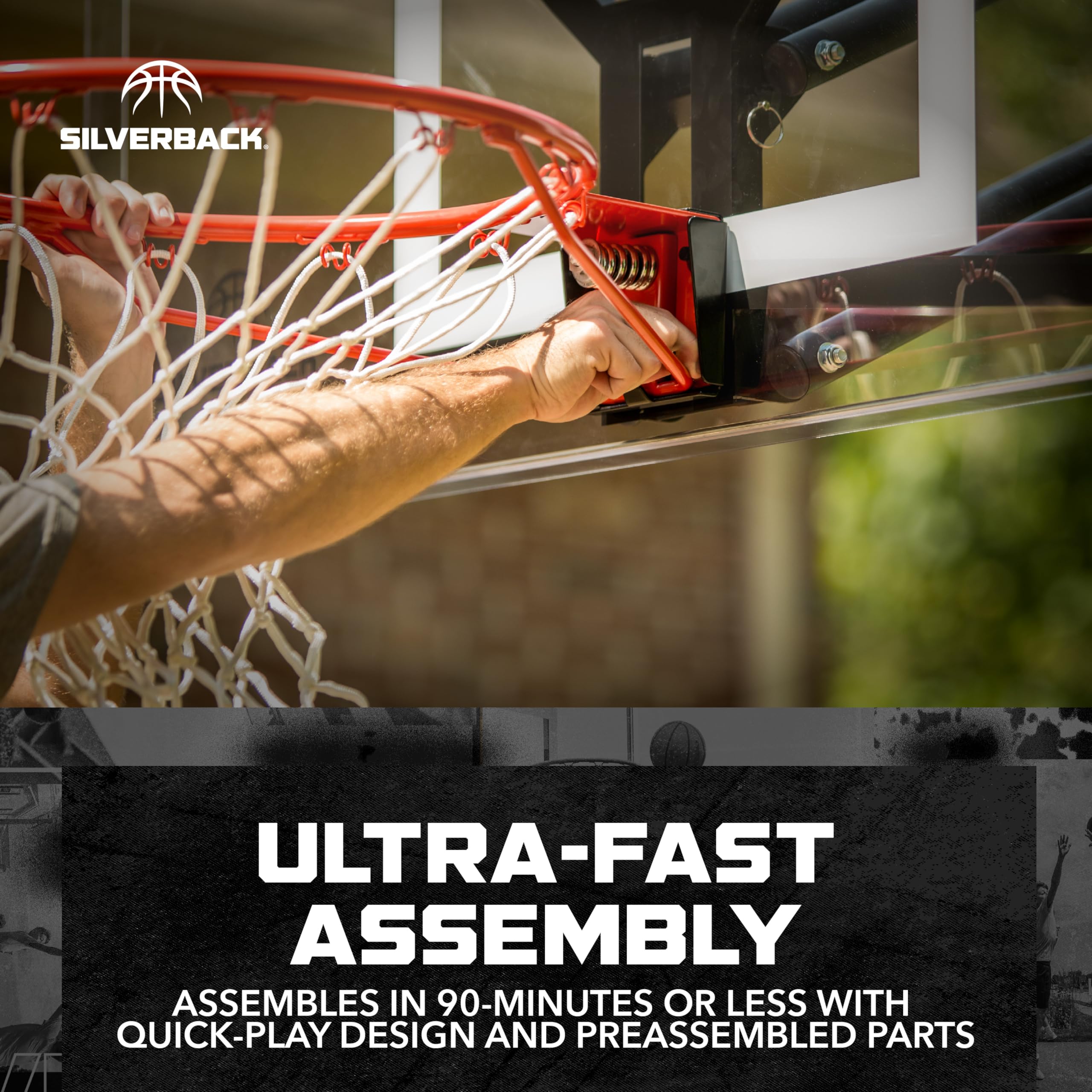 Silverback NXT Portable Adjustable 10-ft Outdoor Basketball Hoop, 50 and 54 Basketball Goal Backboard Available - Assembles in 9