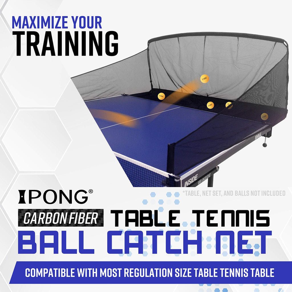 Ipong Carbon Fiber Table Tennis Ball Catch Net - Practice Net Attaches To Ping Pong Table For Ball Collection During Table Tenni