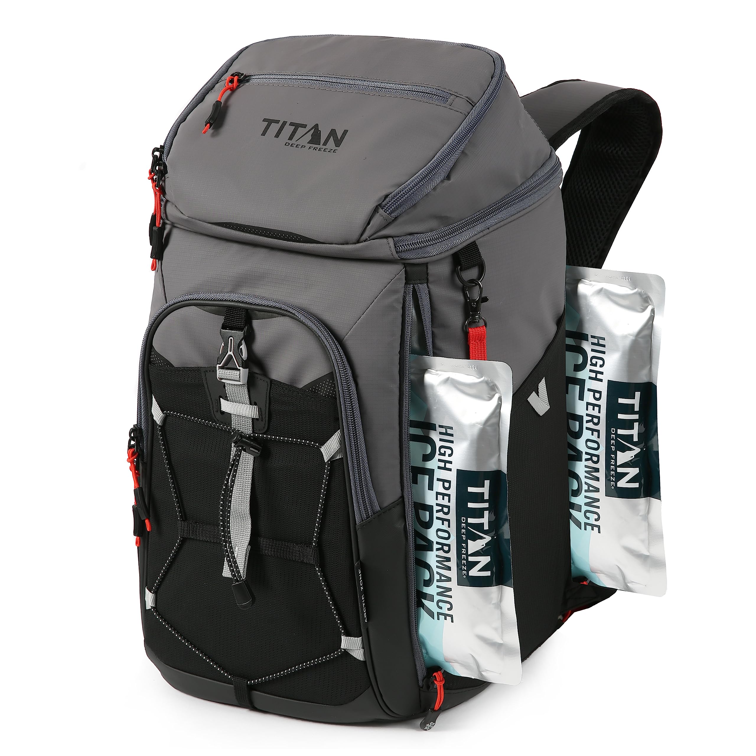 Titan Deep Freeze Ice Wall Backpack Cooler - 30 Can - Sharkskin Gray - Cooler Bag with Ice Packs