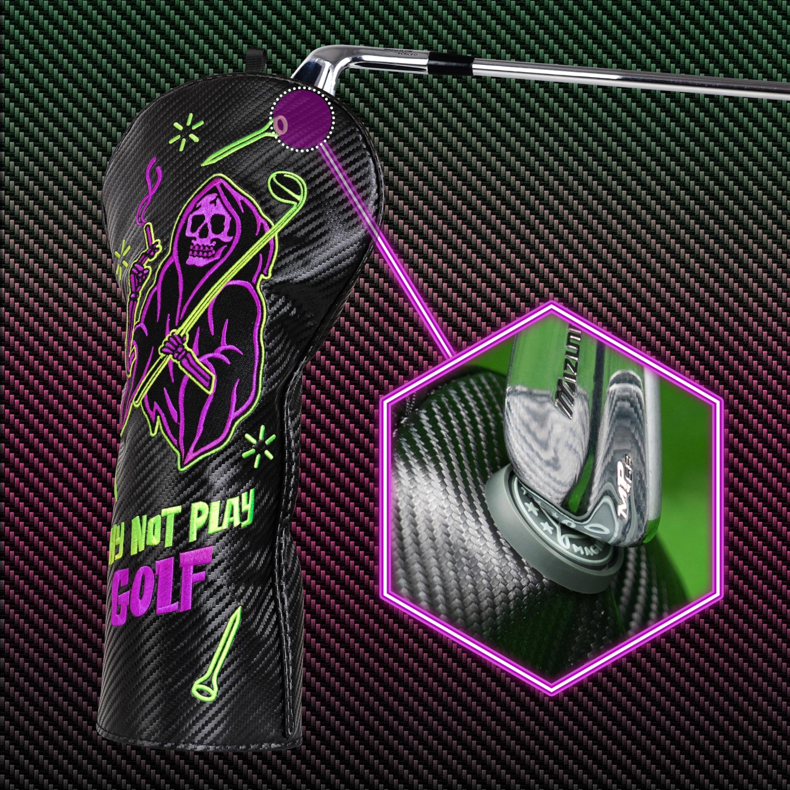 Big Crazy Golf Club Head Cover Funny Cool Unique Driver Headcovers Fits Up To 460Cc Death Golf