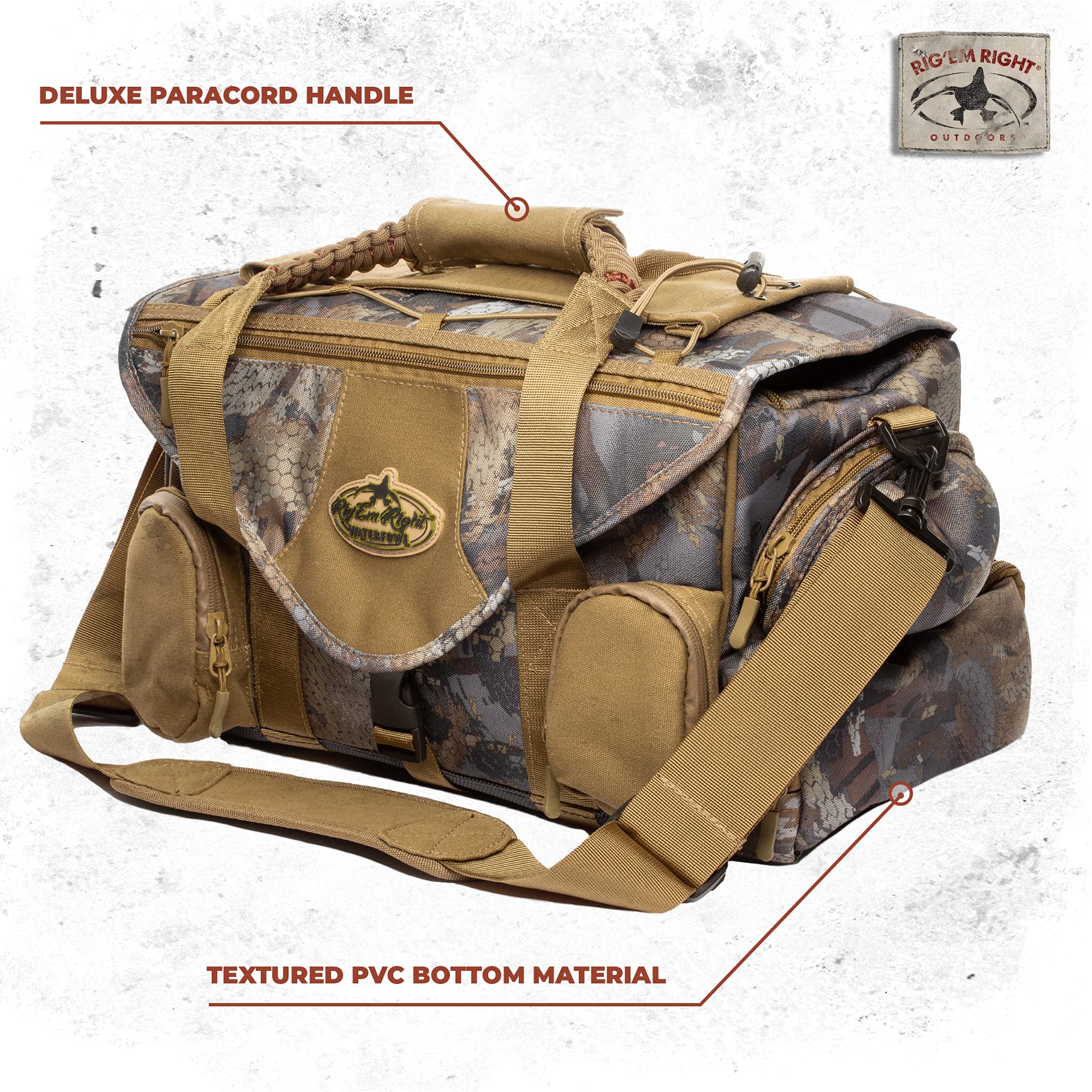 Rig'Em Right Waterfowl Shell Shocker Xlt Duck Hunting Blind Bag With Molded Ammo Compartments, Sunglasses Case, Drink Holder And