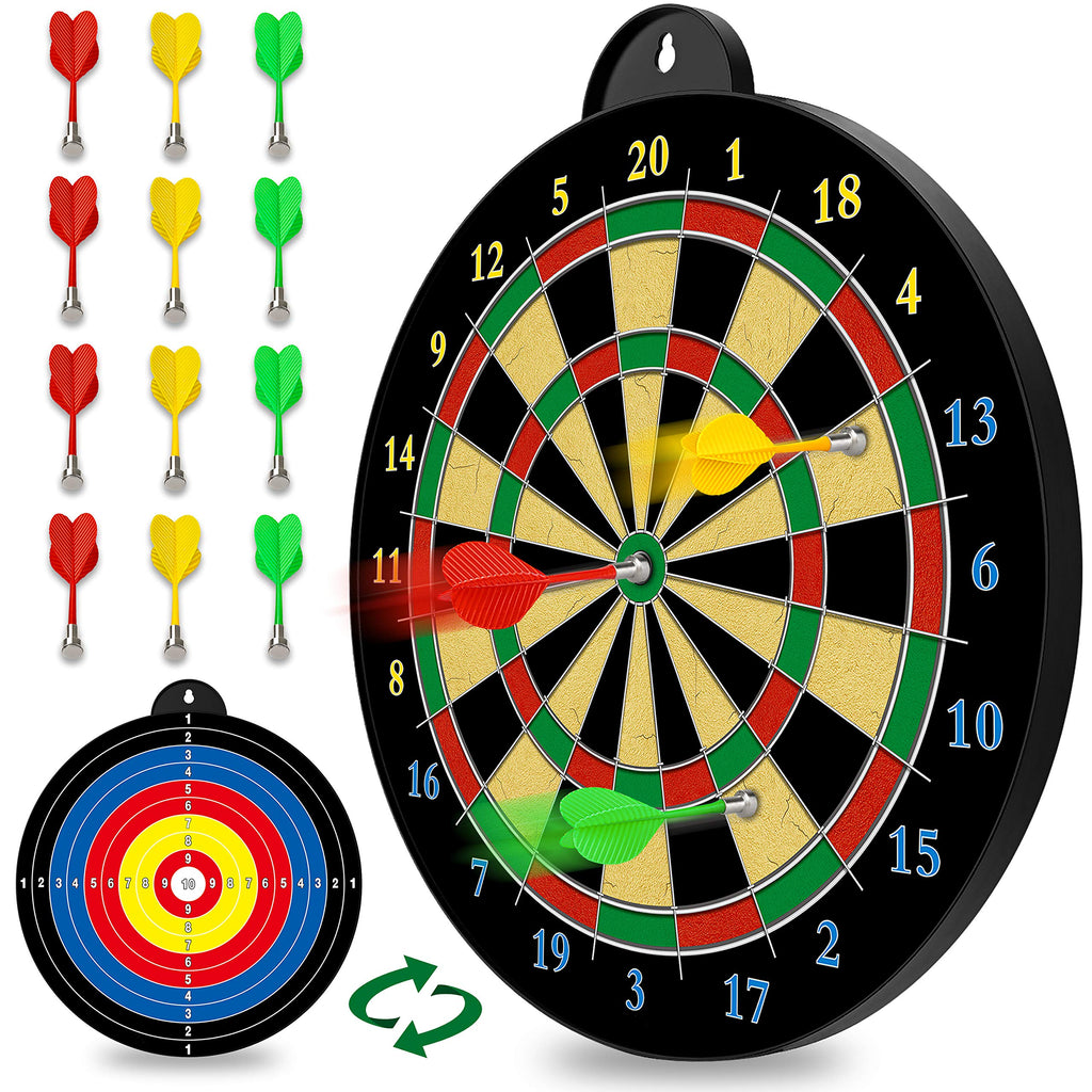 Magnetic Dart Board - 12Pcs Magnetic Darts (Red Green Yellow) - Excellent Indoor Game And Party Games - Magnetic Dart Board Toys
