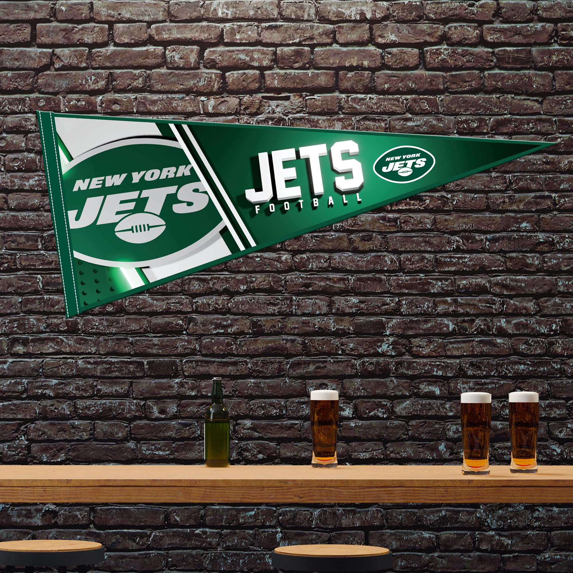 Rico Industries Nfl Football New York Jets Primary 12'' X 30'' Felt Wall D  Cor Pennant - Great For Home/Bed Room/Man Cave D  Co