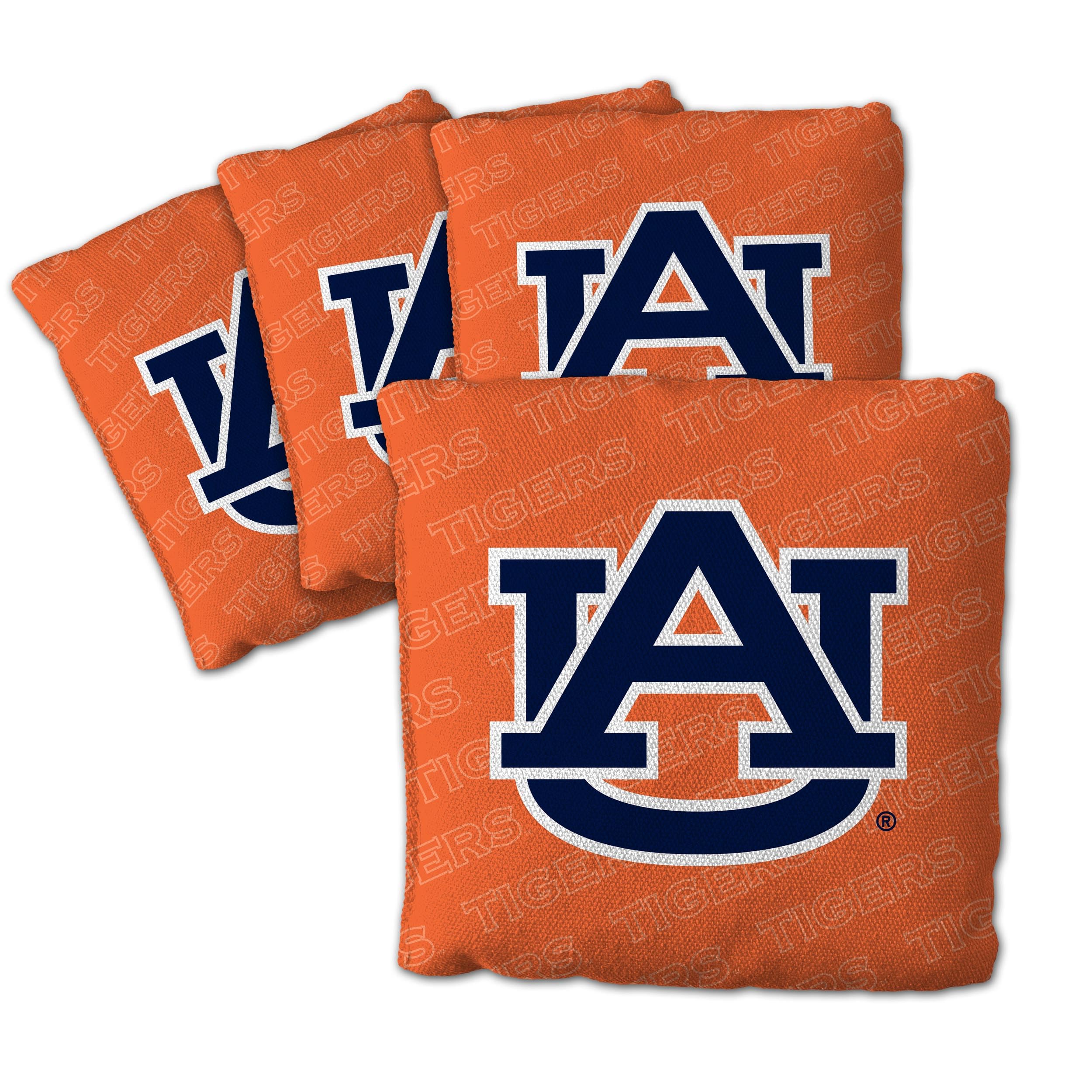 YouTheFan Officially-Licensed NCAA Auburn Tigers Set of 4 Cornhole Bags - All Weather Regulation 6    x 6    Size - 16oz Weight 