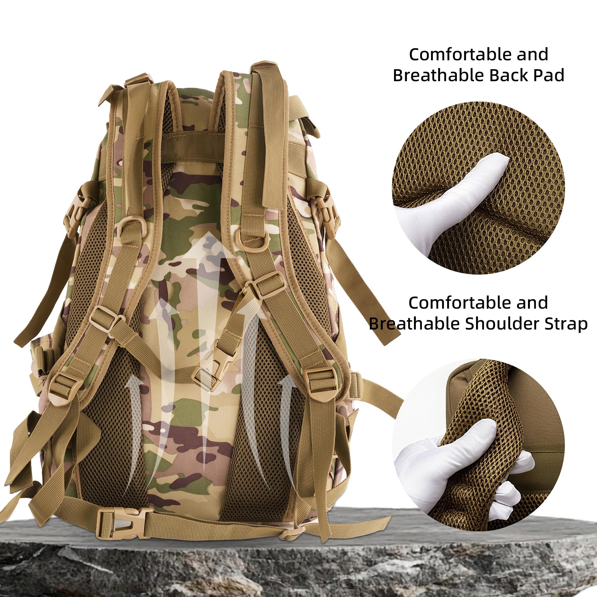Aigear Tactical Backpack For Men, 25L Military Backpack, 3-Day Bug Out Bag For Camping Hiking Hunting With Molle System Army Day