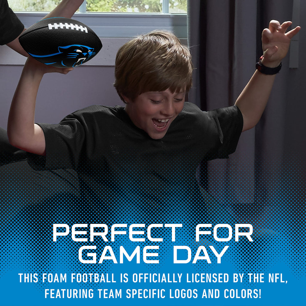 Franklin Sports Nfl Carolina Panthers Football - Kids Foam Football - Soft Football - Mini Size - Perfect For Gameday - 8.5'' 3D