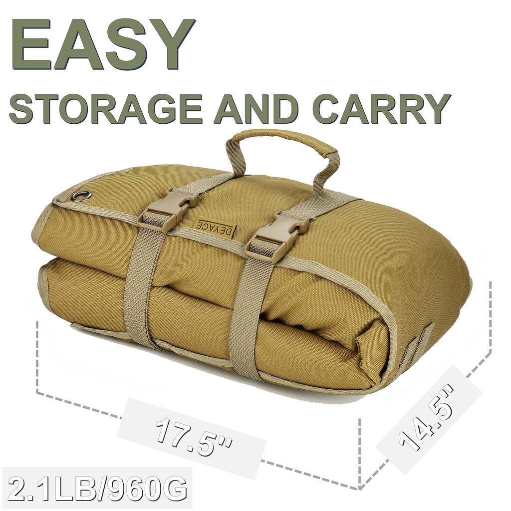 Deyace Shooting Mats Prone Padded, Extra Large Portable Roll Up Shooting Padded Mat For Range Shooting And Hunting (Tan)