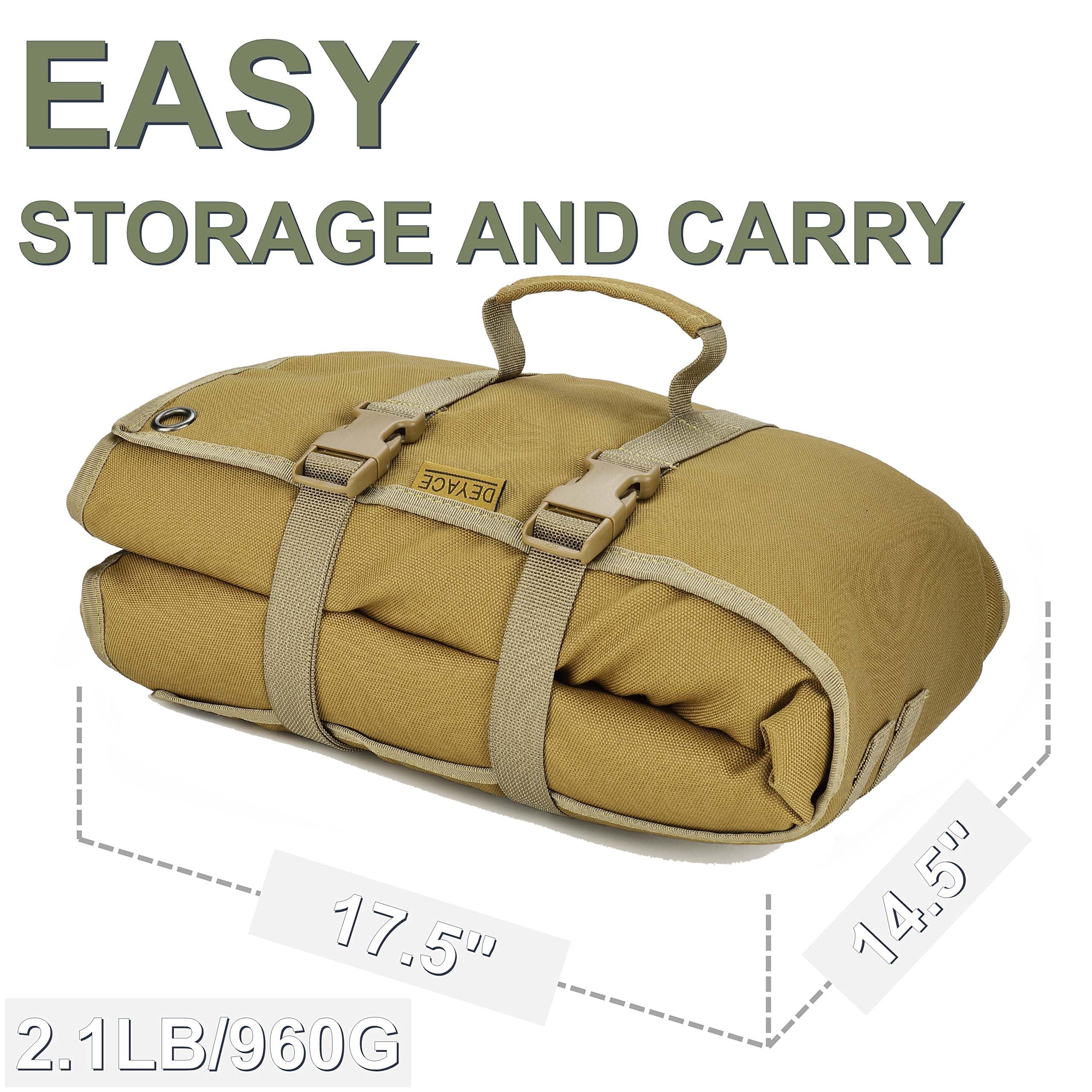 Deyace Shooting Mats Prone Padded, Extra Large Portable Roll Up Shooting Padded Mat For Range Shooting And Hunting (Tan)