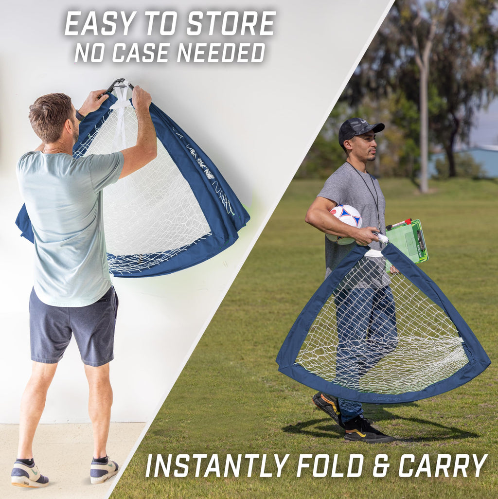 Gosports Team Tone 4 Ft X 3 Ft Portable Soccer Goal For Kids - Pop Up Net For Backyard - Navy