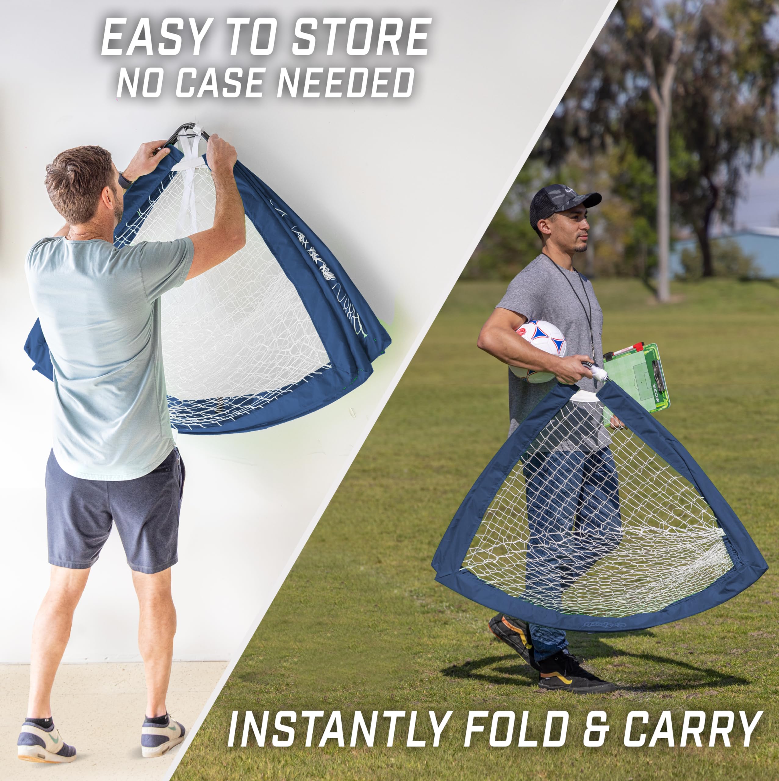 Gosports Team Tone 4 Ft X 3 Ft Portable Soccer Goal For Kids - Pop Up Net For Backyard - Navy