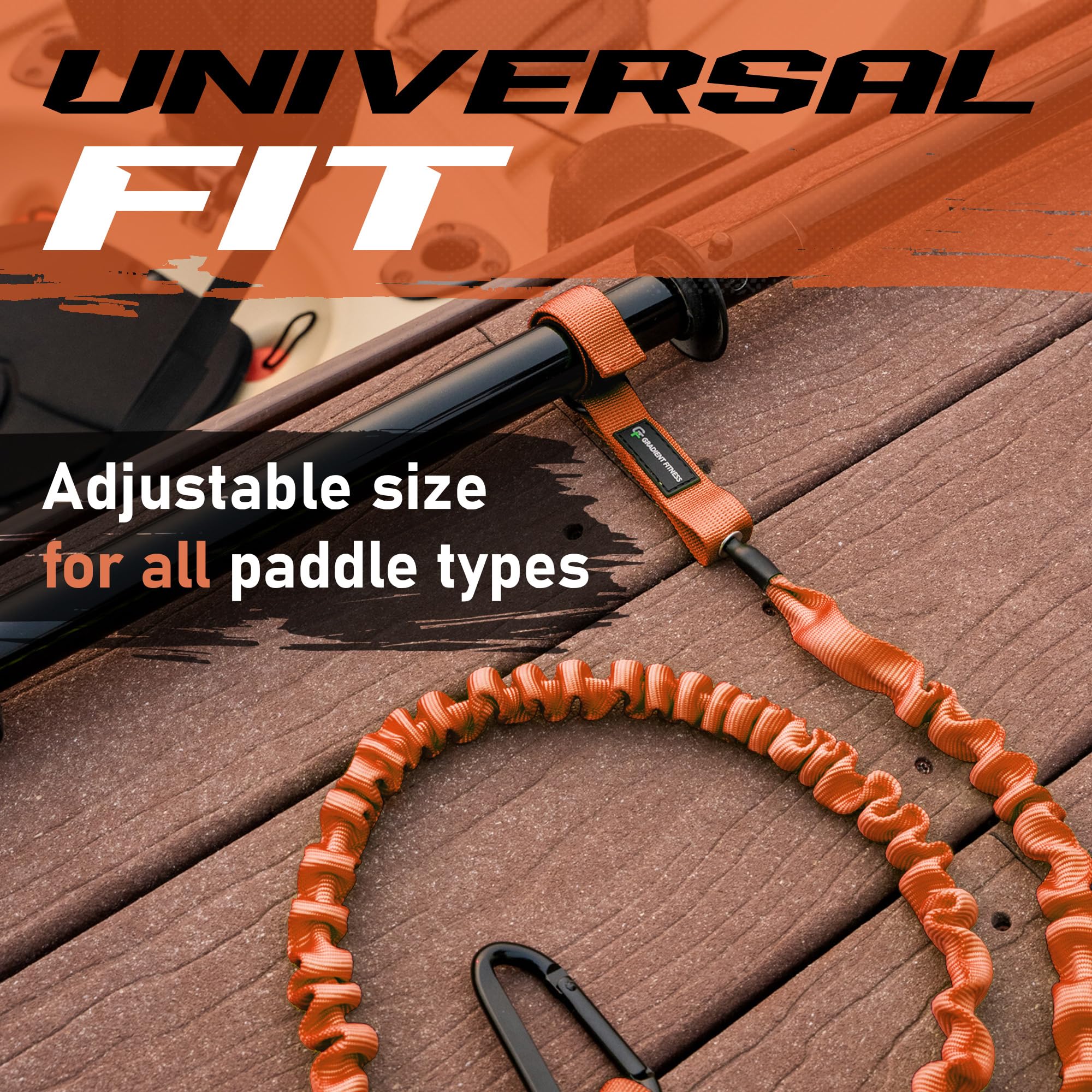 Gradient Fitness 2 Pack Kayak Paddle Leash, 5-8 Feet Stretchable Strap With Carabiner Secure Leash Lanyard Rope For Sup, Kayak,