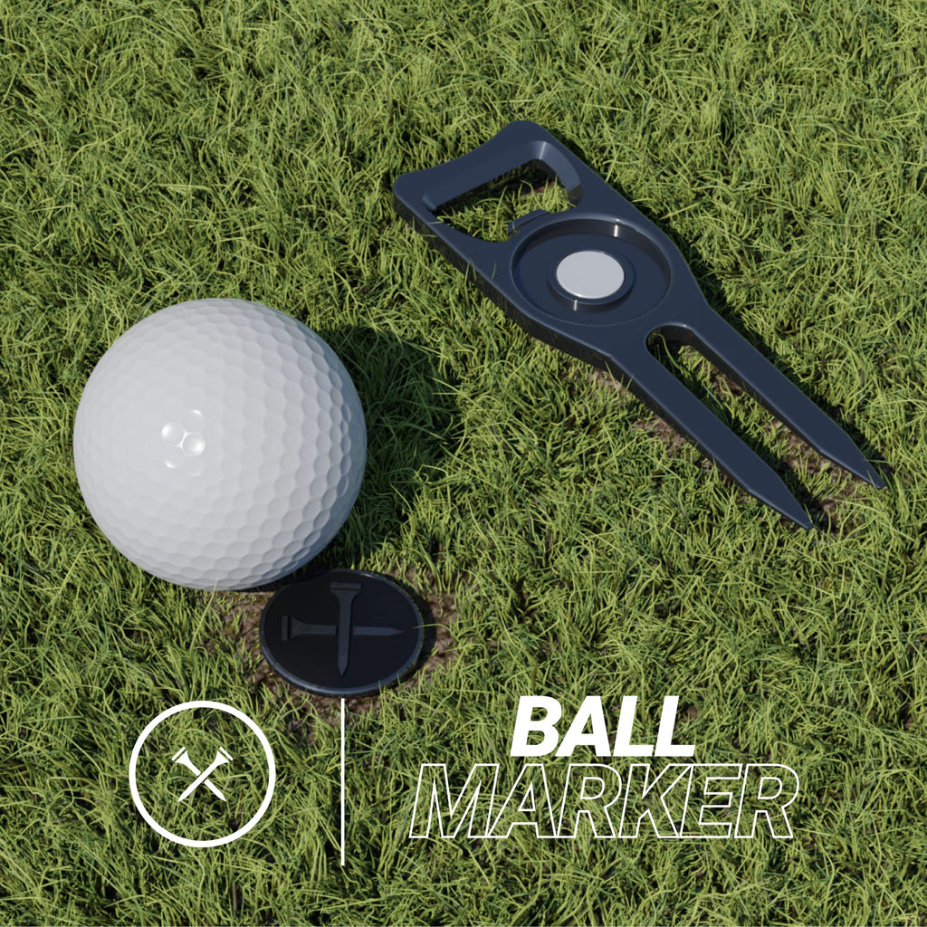 Blue Tees Golf - 6 In One Divot Repair Tool - Silver