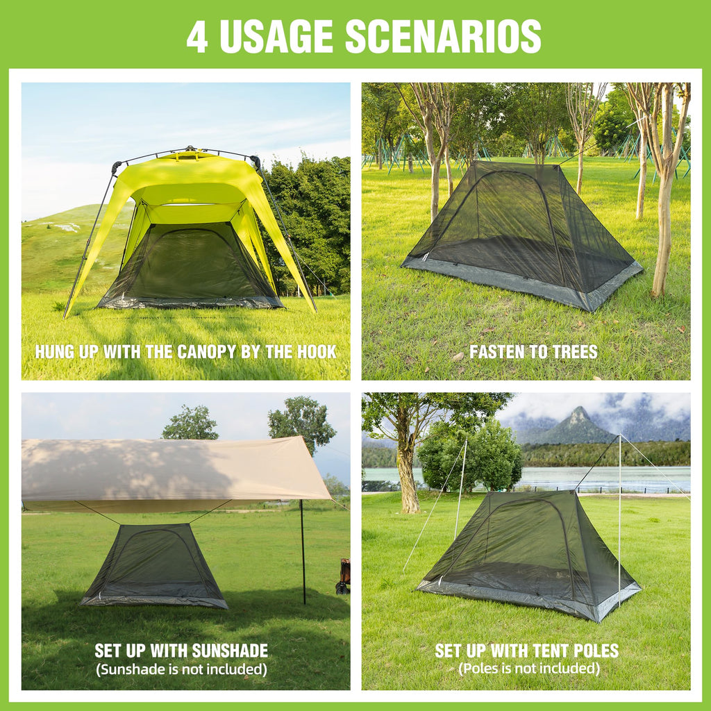 Mobihome Mosquito Net With Protable Bag, Ultralight No-See-Um Breathable Mesh Screen Tent With Waterproof Floor, Compact For Out