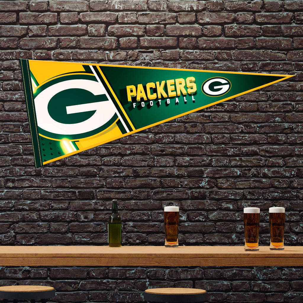 Rico Industries Nfl Football Green Bay Packers Primary 12'' X 30'' Felt Wall D  Cor Pennant - Great For Home/Bed Room/Man Cave D