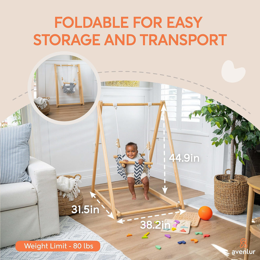 Avenlur Spruce Baby And Toddler Swing With Stand - Foldable Baby Swing - With Seat Belt And Padded Pillow - Free Standing Toddle