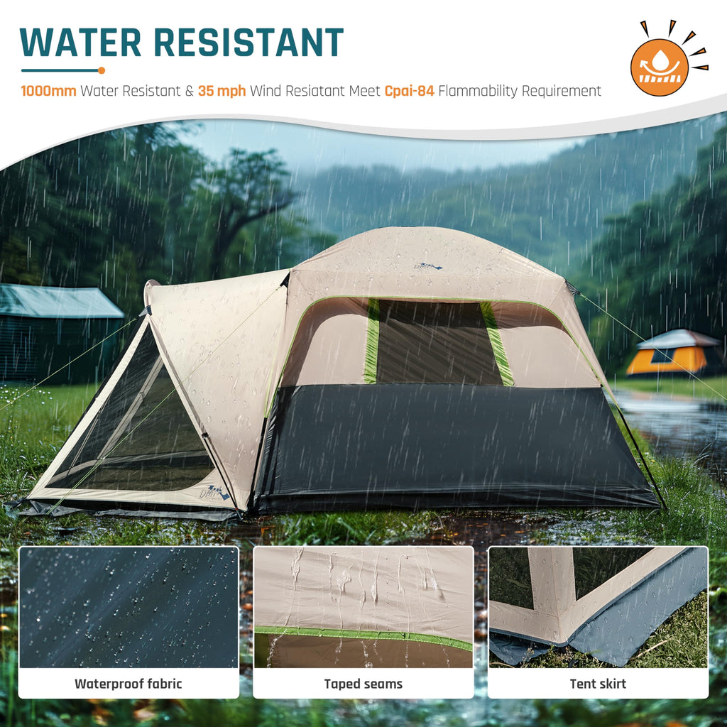 Tents For Camping 10 Person Camping Tent With Screen Porch, Weatherproof Large Cabin Tent With Rainfly And Carry Bag, Family Ten