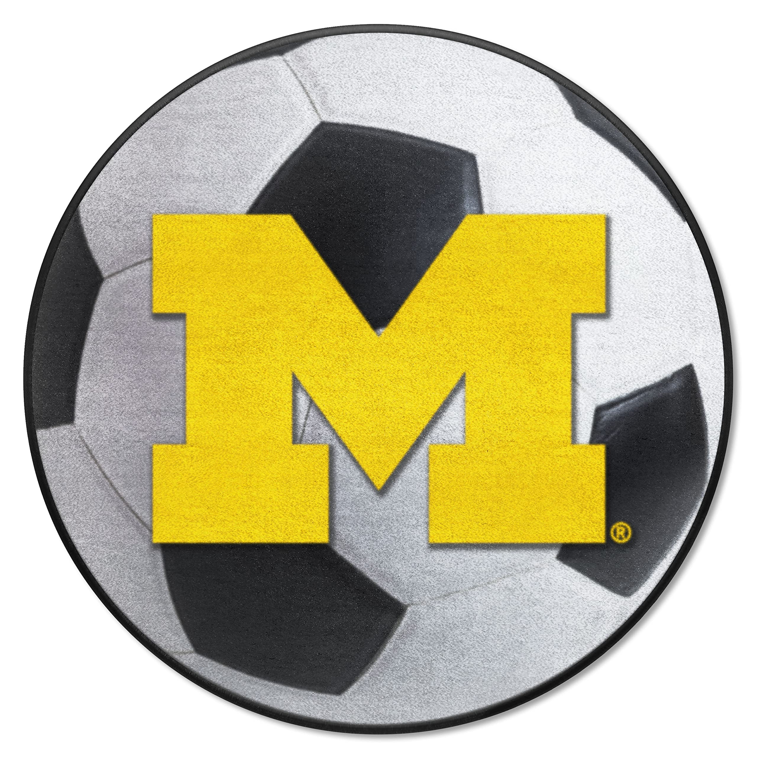 FANMATS 3408 Michigan Wolverines Soccer Ball Rug - 27in. Diameter