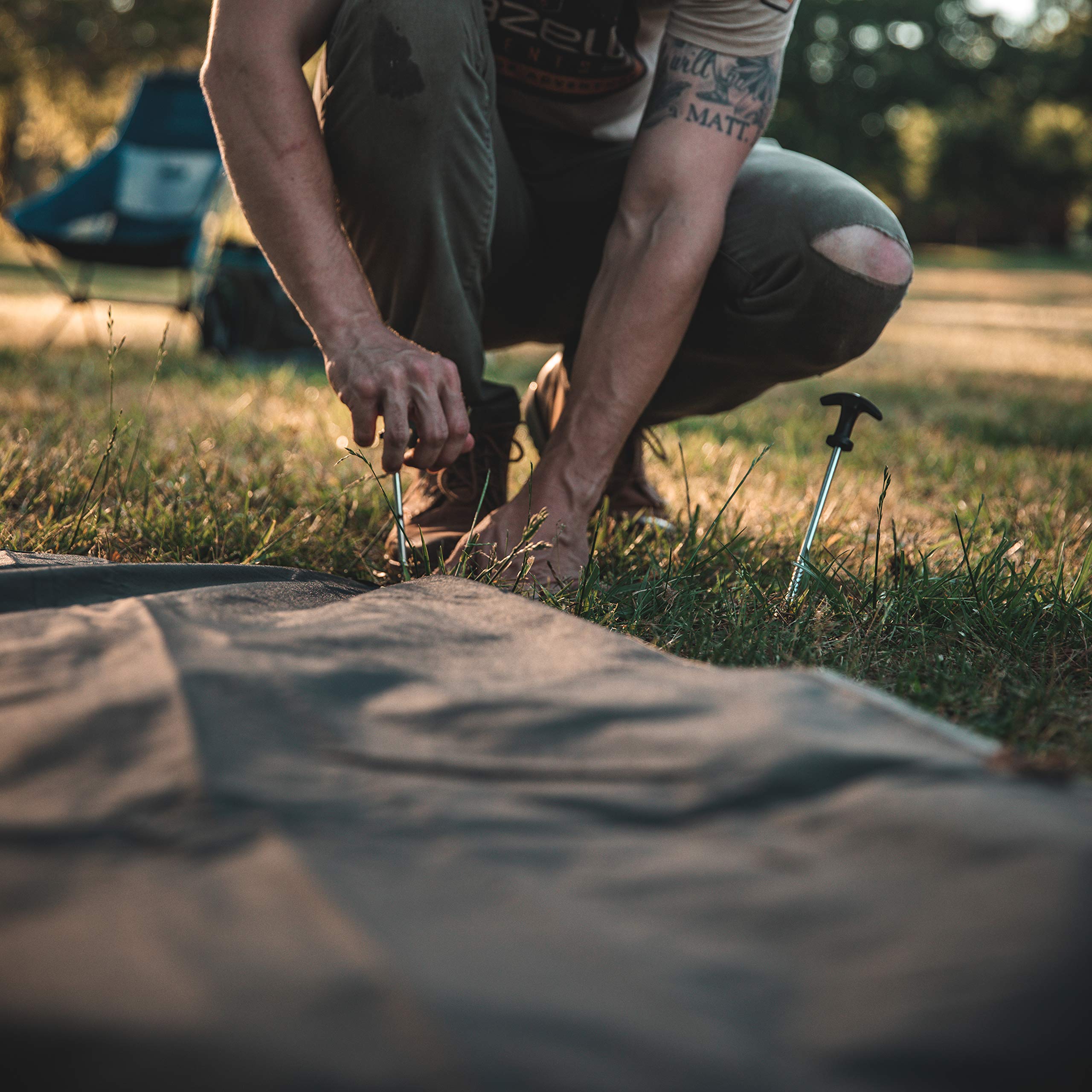 Gazelle Tents T4 Plus/T8 Tent Footprint, 300D, Waterproof Ground Tarp, 4 Tack Down Stakes, Ga103