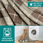 Petami Dog Blanket, Plaid Sherpa Dog Blanket  Plush, Reversible, Warm Pet Blanket For Dog Bed, Couch, Sofa, Car (Taupe, 60X40 In