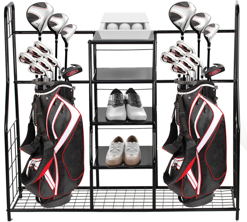 Home-It Golf Bag Sports Dual Golf Storage Organizer Golf Organizer Rack