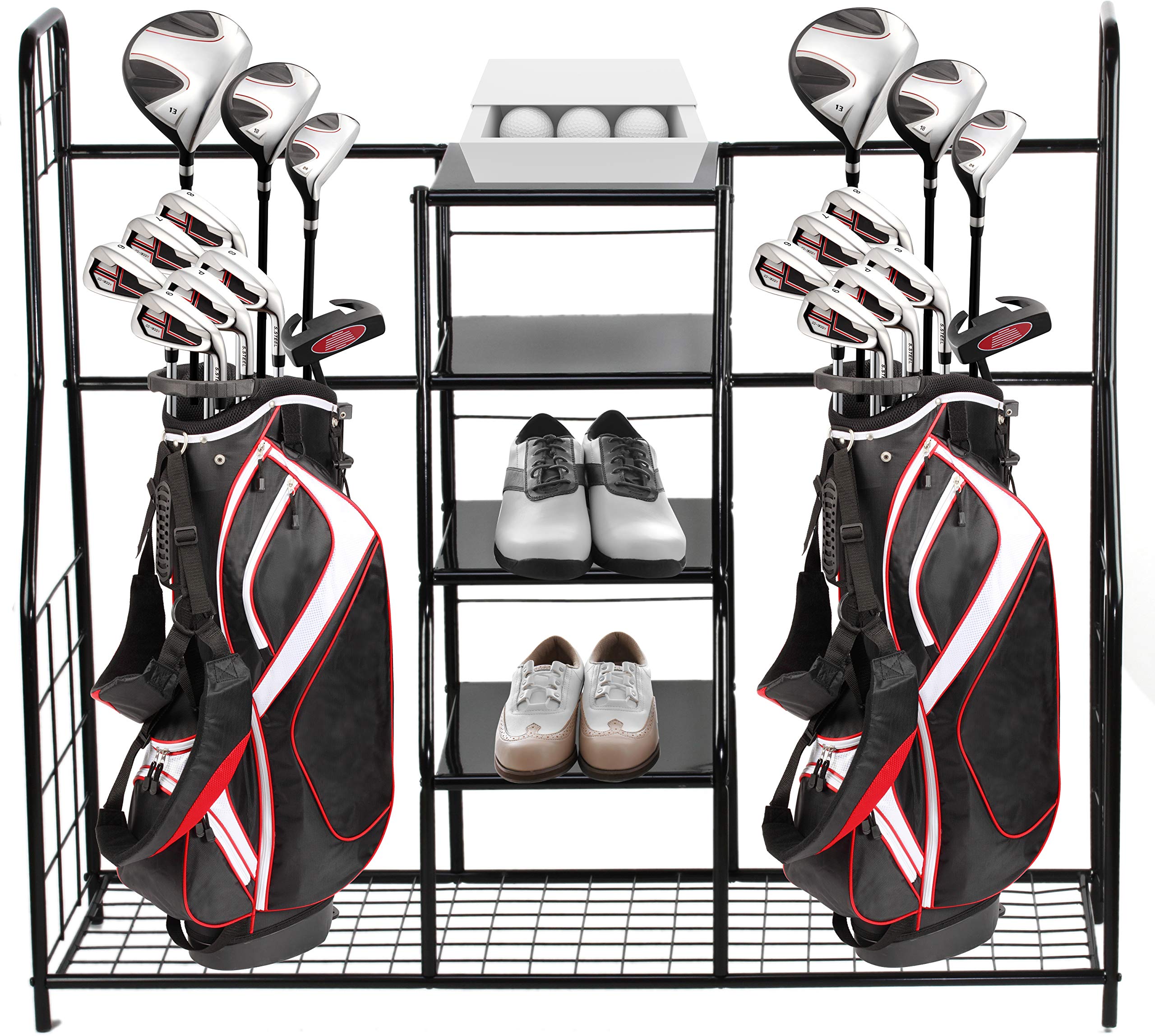 Home-It Golf Bag Sports Dual Golf Storage Organizer Golf Organizer Rack