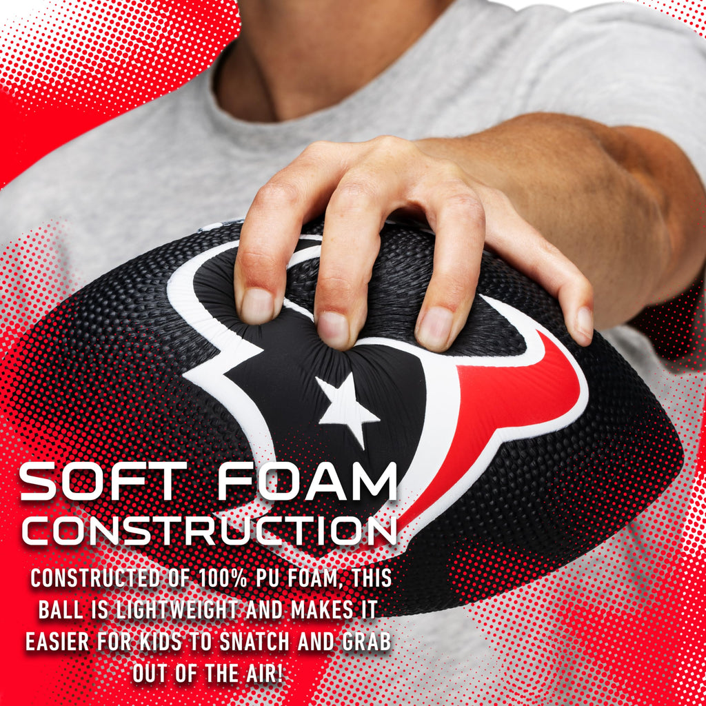 Franklin Sports Nfl Houston Texans Football - Kids Foam Football - Soft Football - Mini Size - Perfect For Gameday - 8.5'' 3D Lo