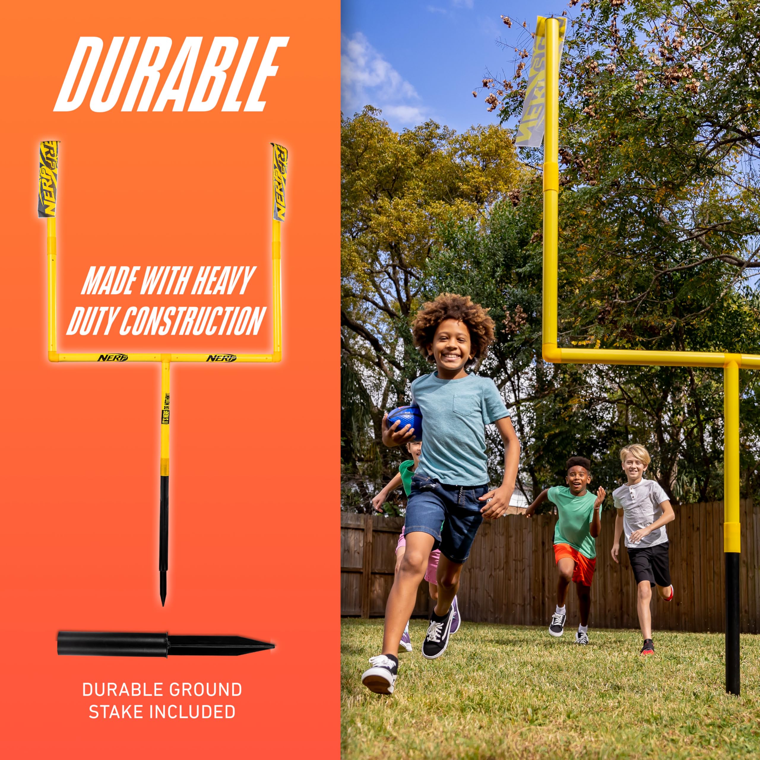 Nerf Punt And Pass Football Goal Post Set - Complete All In One Set - Included Removeable Knockout Targets