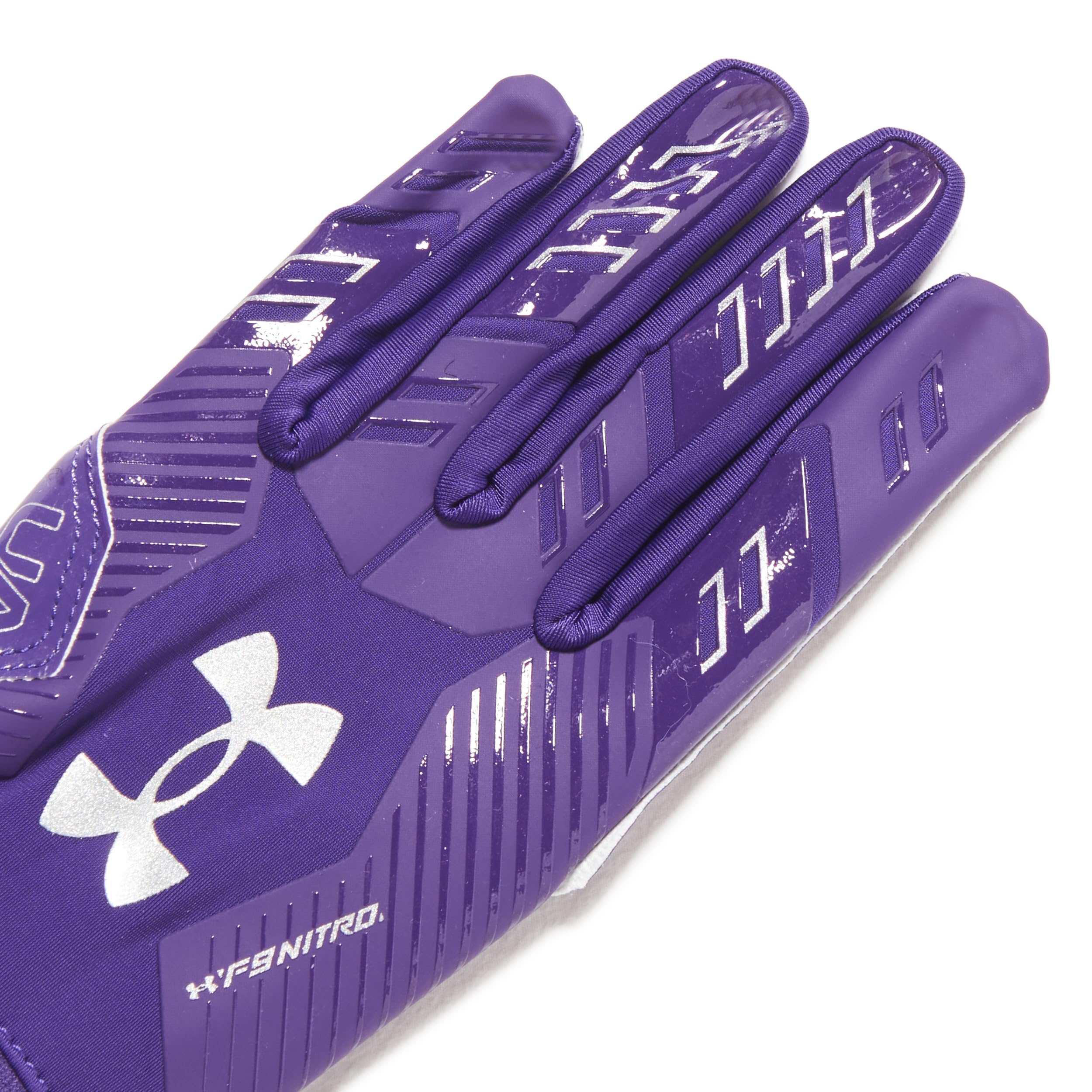 Under Armour Men'S F9 Nitro Football Gloves, (500) Purple/Purple Emerite/Metallic Silver, Small