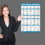 Quickfit Set Of 3 Dumbbell Training Boards + Kettlebell Exercises + Body Weight Routine Poster, Laminated, 18'' X 27''