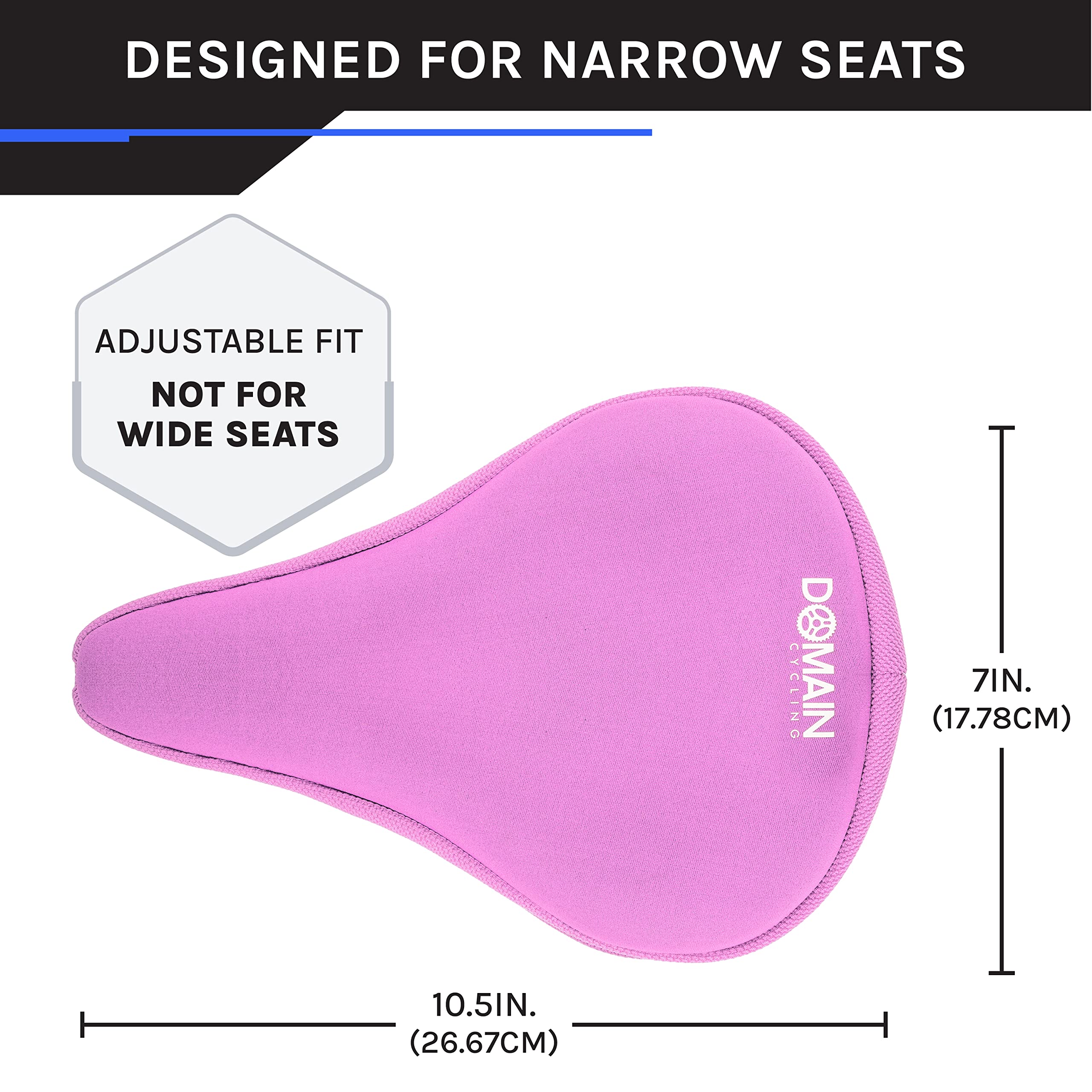 Domain Cycling Gel Bike Seat Cushion- Secure Peloton Fit For Smooth Stable Rides- Non-Slip Bicycle, Padded Bike Seat Cover For E