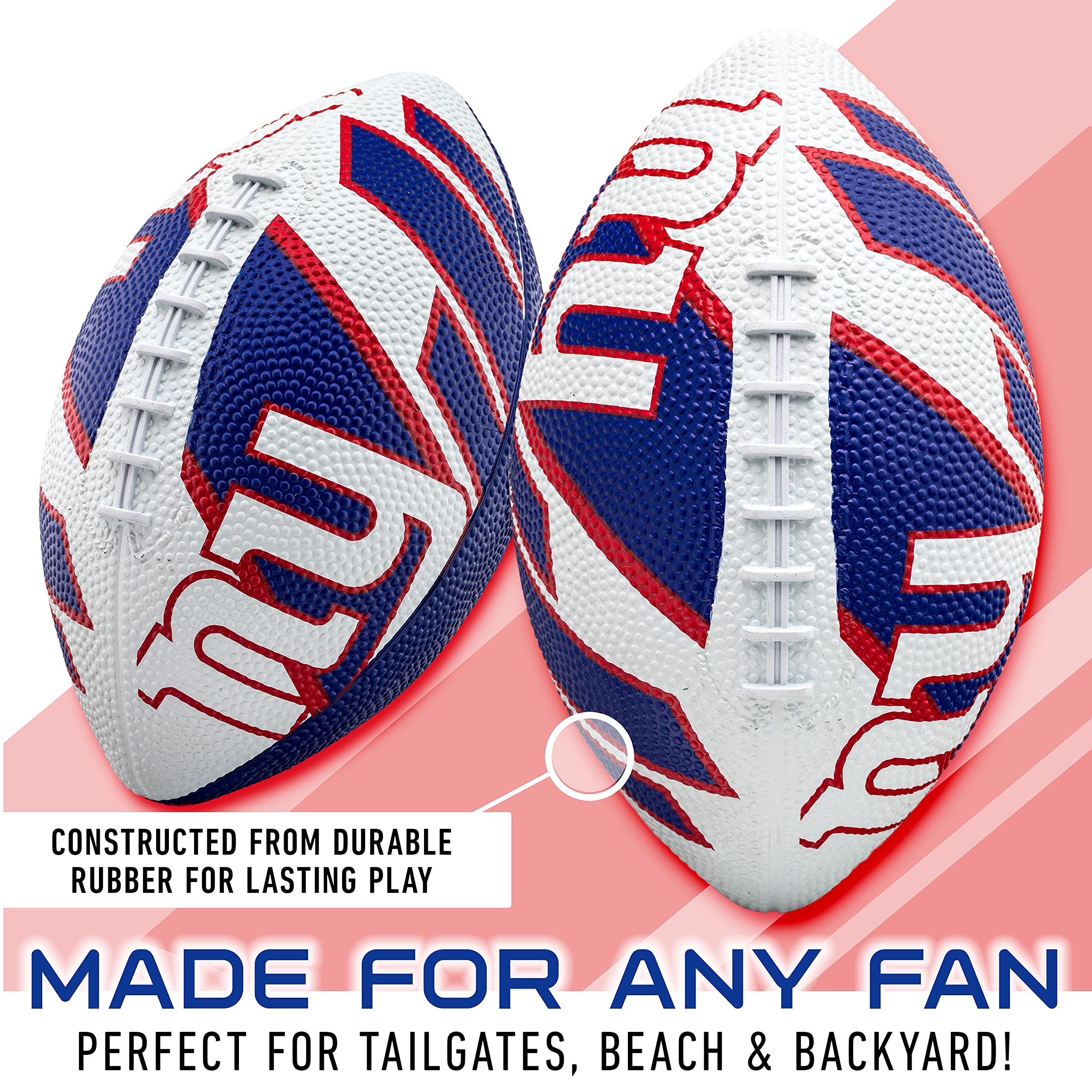 Franklin Sports Nfl New York Giants Football - Youth Football - Mini 8.5'' Rubber Ball - Perfect For Kids - Team Logos And Color