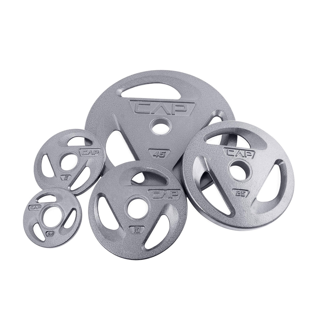 Cap Barbell 2-Inch Olympic Grip Weight Plates, Single, Gray, 25 Lb