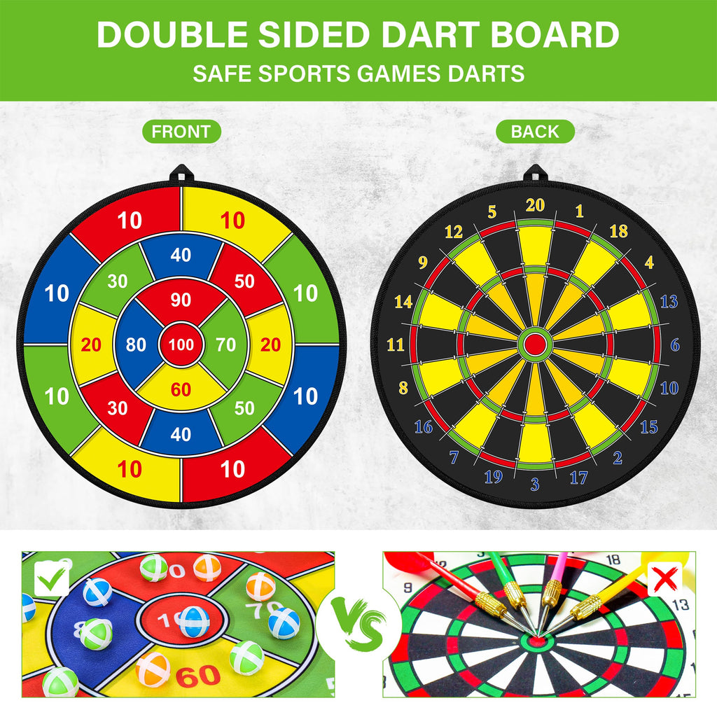 29'' Large Dart Board For Kids, Kids Double-Sided Dart Board With Sticky Balls And Darts, Indoor/Outdoor Sport Fun Party Play Ga