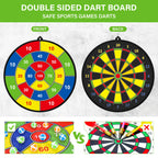 29 Large Dart Board for Kids, Kids Double-Sided Dart Board with Sticky Balls and Darts, Indoor/Outdoor Sport Fun Party Play Game