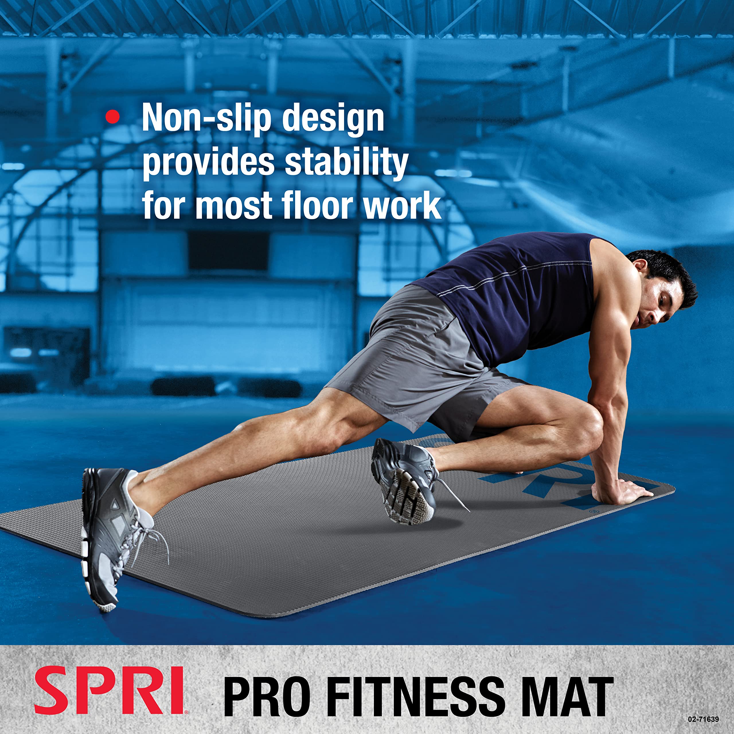 Spri 12Mm Pro Fitness Matt - Thick Exercise Mat For Floor Workouts, Sit-Ups, Push-Ups, Stretching, Toning, And General Fitness -