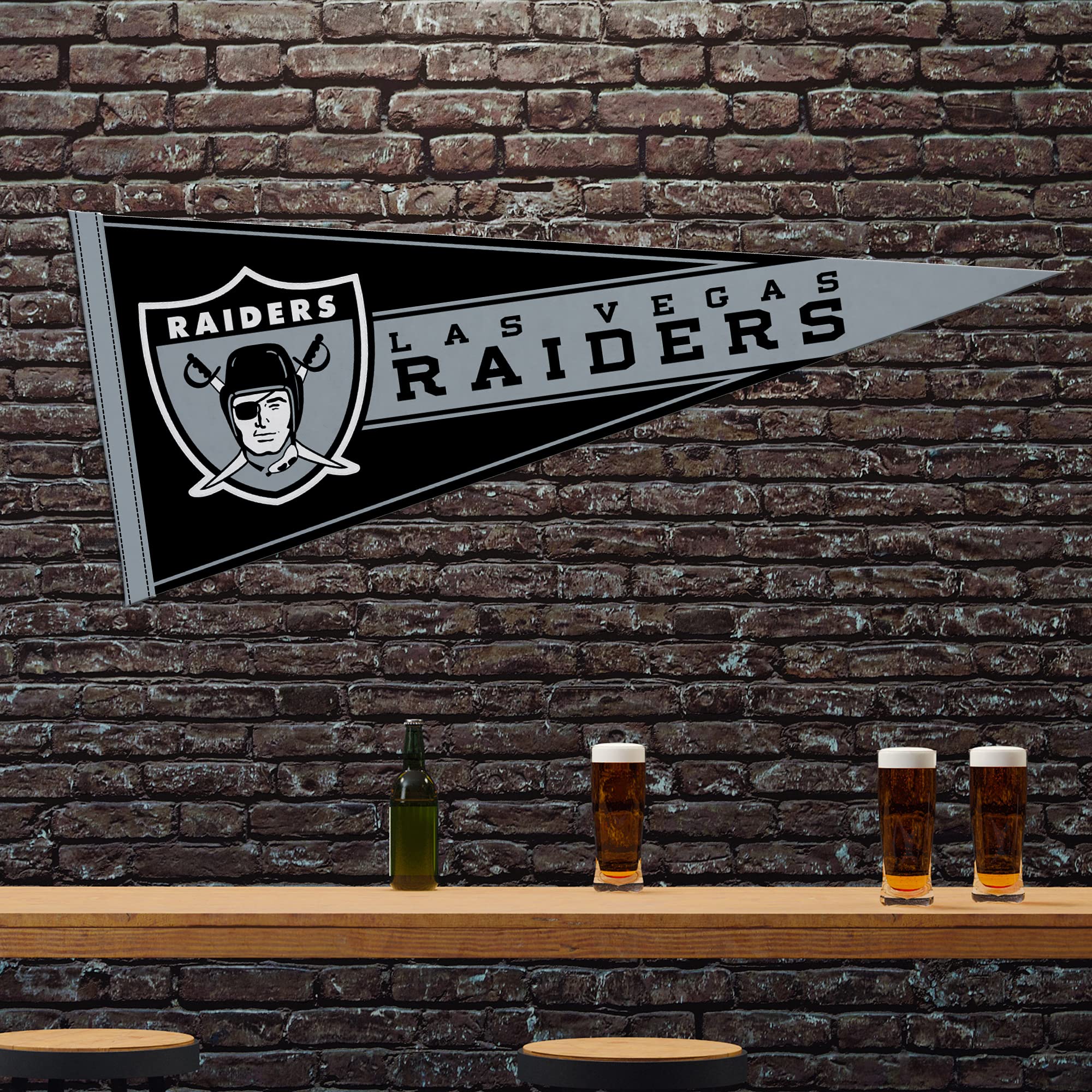 Rico Industries Nfl Football Las Vegas Raiders Retro 12'' X 30'' Felt Wall D  Cor Pennant - Great For Home/Bed Room/Man Cave D