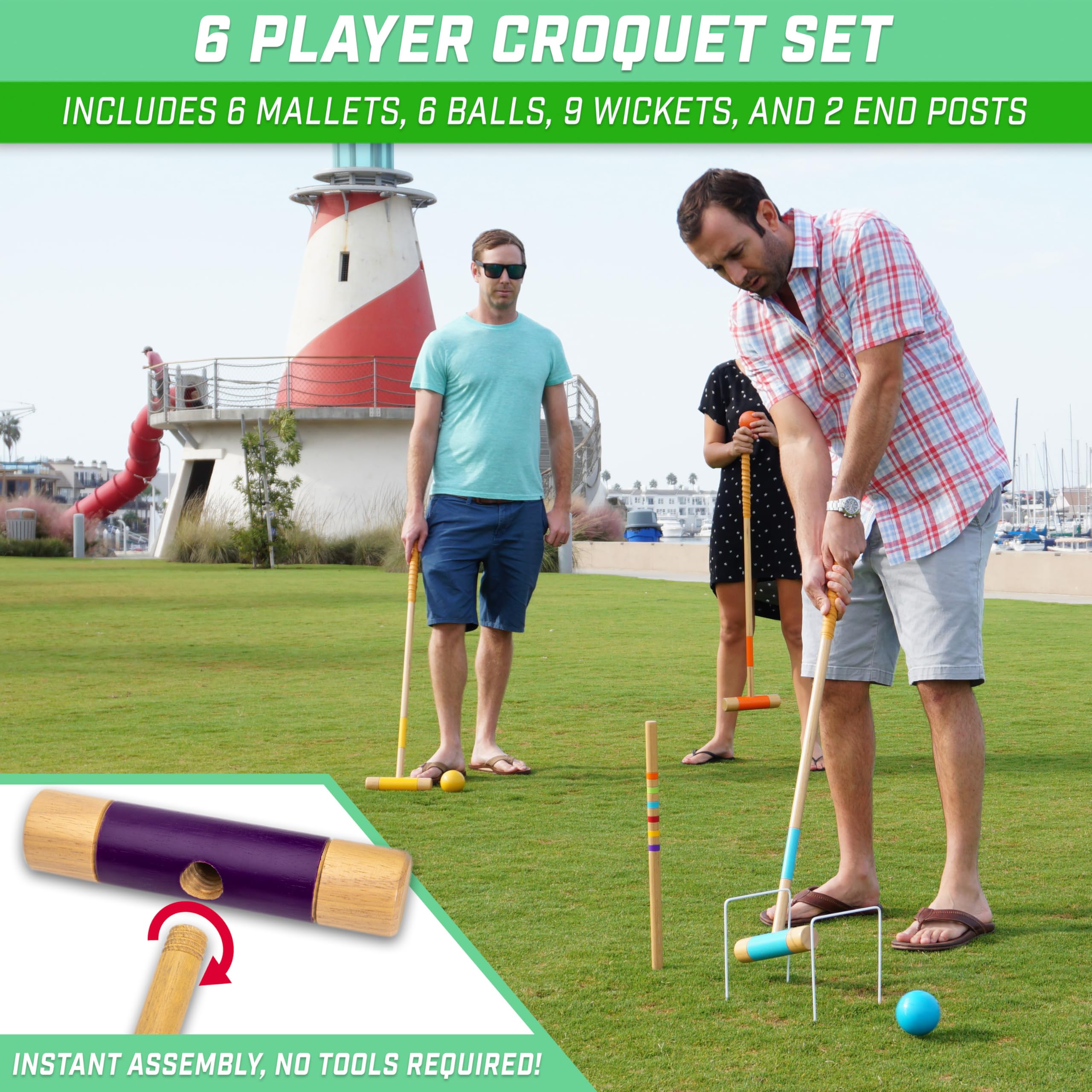 Gosports Deluxe Croquet Set - Full Size For Adults & Kids